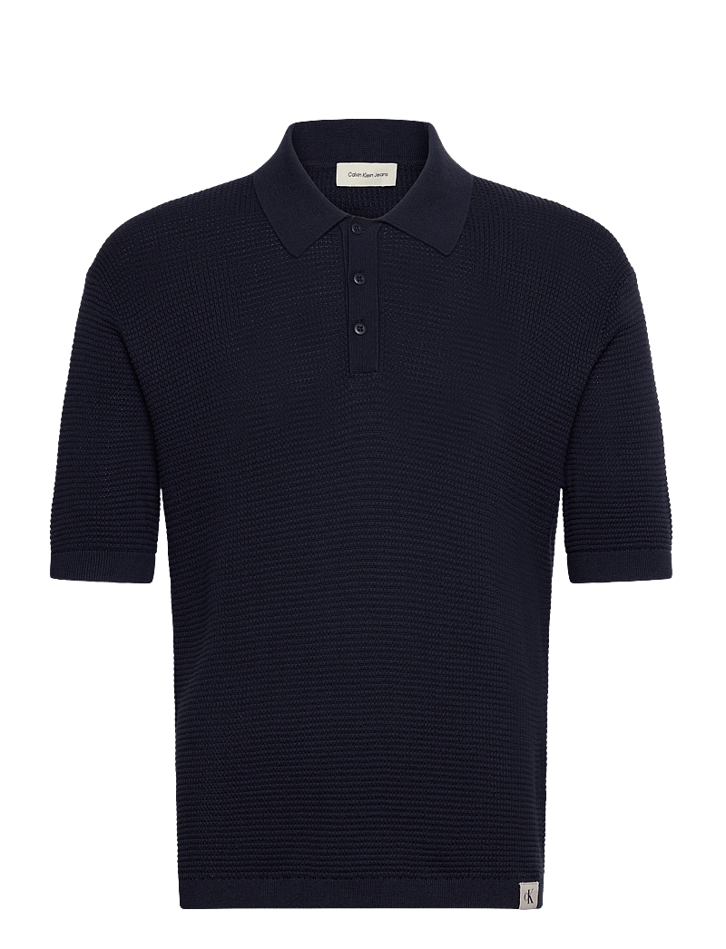 Calvin Klein Jeans - SS SMTH CTTN WFFL PL - kortærmede poloer - dark sapphire - 1