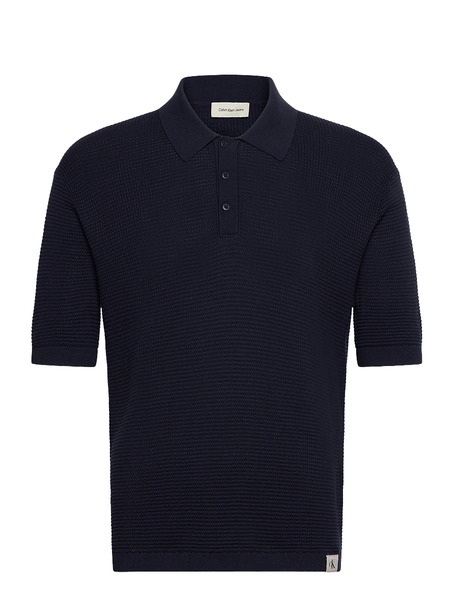 Calvin Klein Jeans - SS SMTH CTTN WFFL PL - lyhythihaiset - dark sapphire - 1