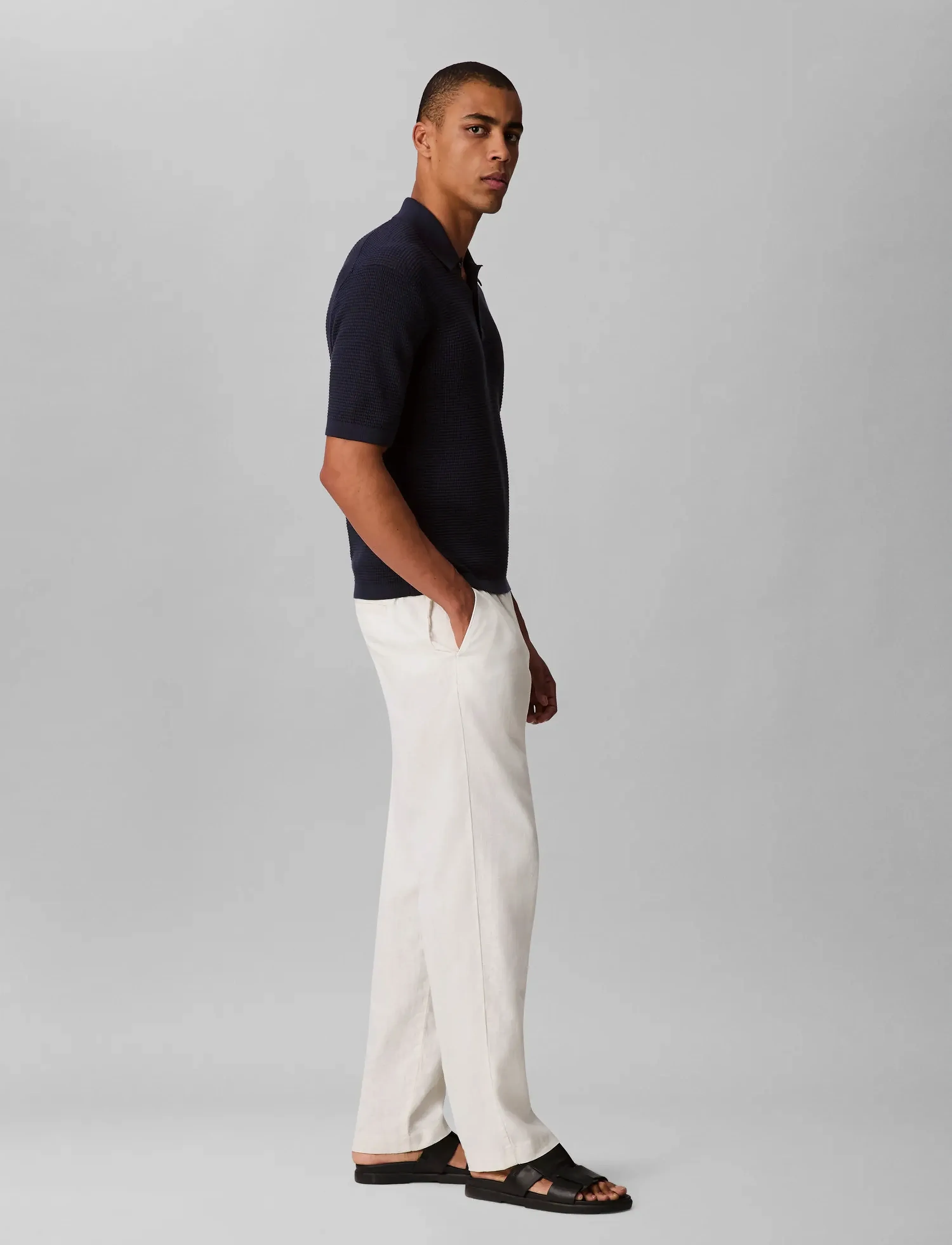 Calvin Klein Jeans - SS SMTH CTTN WFFL PL - lyhythihaiset - dark sapphire - 3
