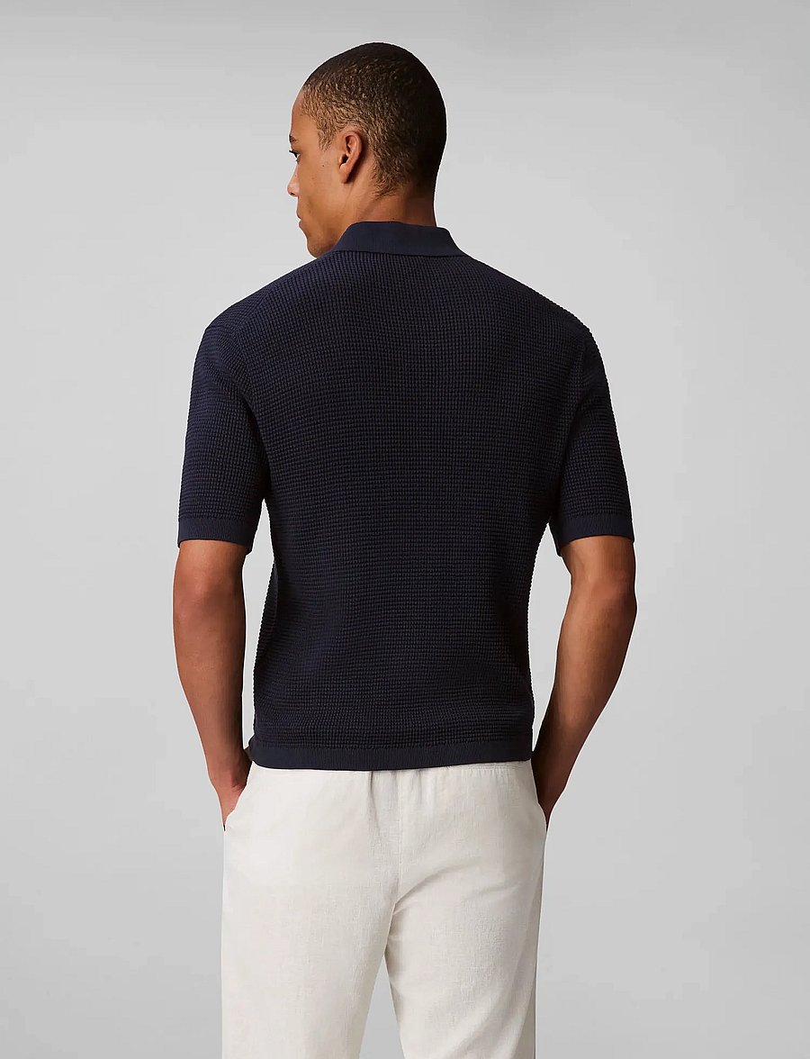 Calvin Klein Jeans - SS SMTH CTTN WFFL PL - lyhythihaiset - dark sapphire - 4