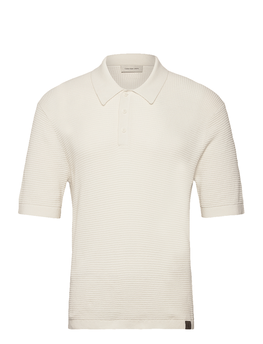 Calvin Klein Jeans - SS SMTH CTTN WFFL PL - kortærmede poloer - tofu - 1