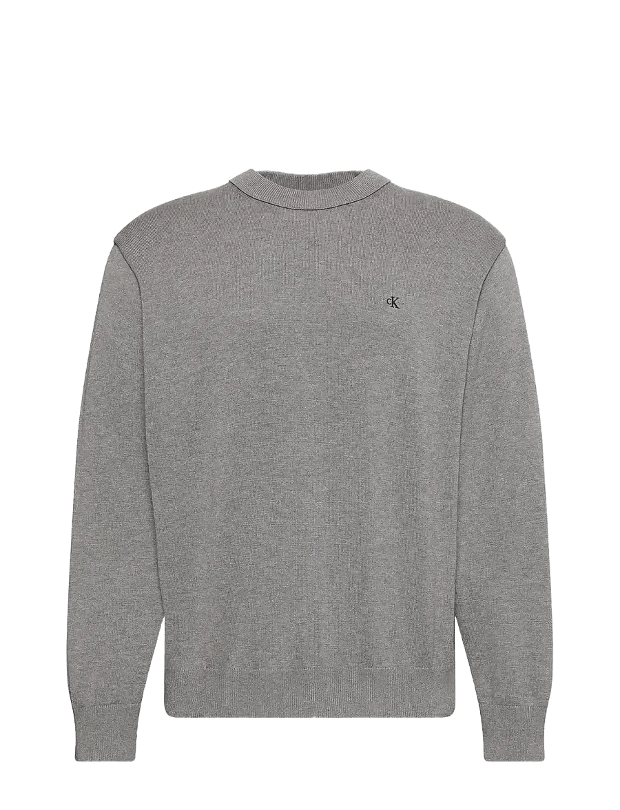 Calvin Klein Jeans - LS EZ COTTON CREWNK SWEATER 12GG - sweatshirts - b30 grey heather - 1