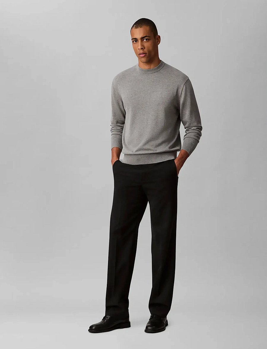 Calvin Klein Jeans - LS EZ COTTON CREWNK SWEATER 12GG - sweatshirts - b30 grey heather - 4