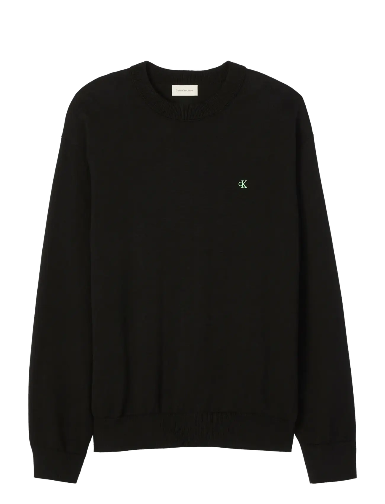 Calvin Klein Jeans EU LS COTTON RELAXED CREWNK SWEA - Strickmode - BLACK / black