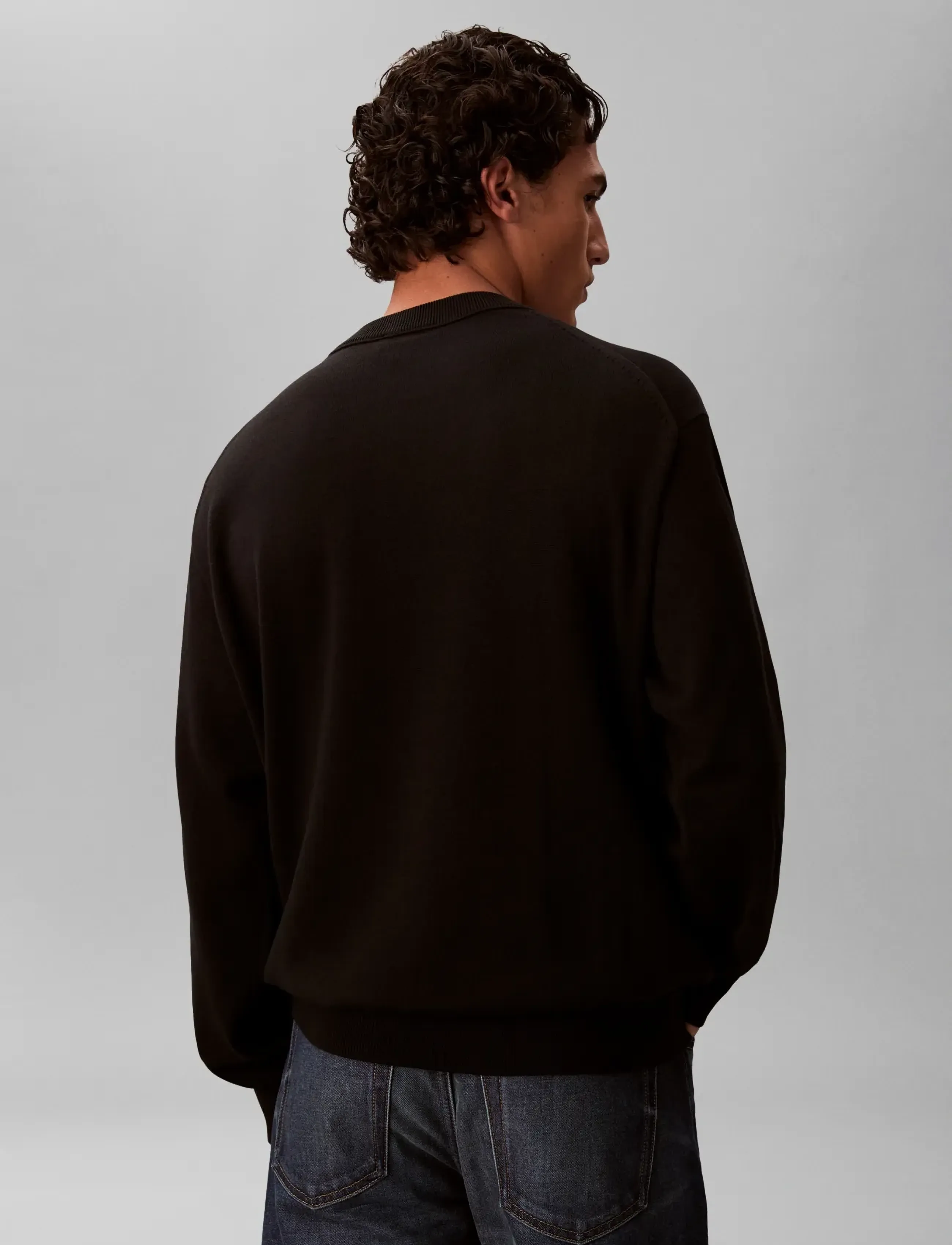 Calvin Klein Jeans - EU LS COTTON RELAXED CREWNK SWEA - sweats - black - 4