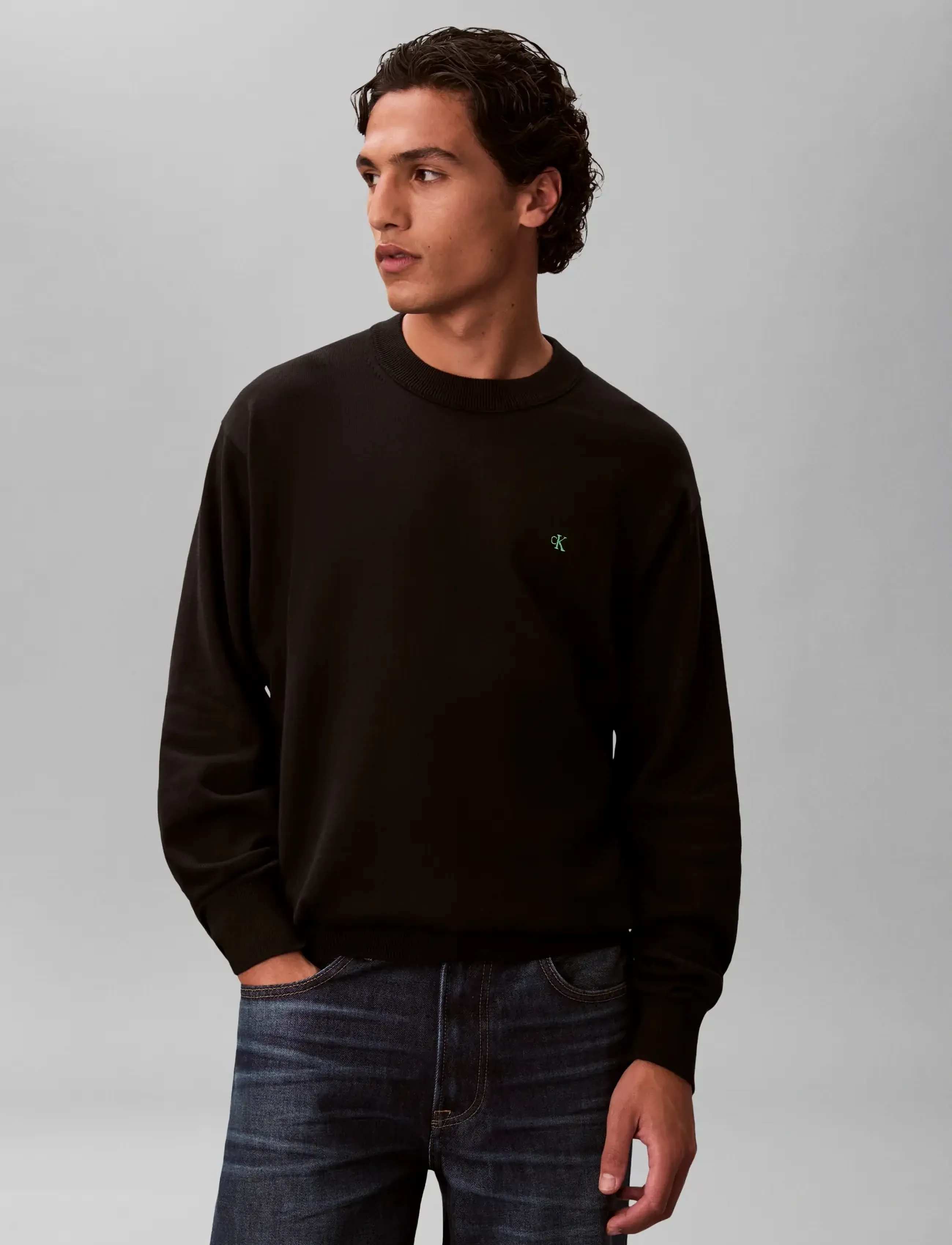 Calvin Klein Jeans - EU LS COTTON RELAXED CREWNK SWEA - sweats - black - 5