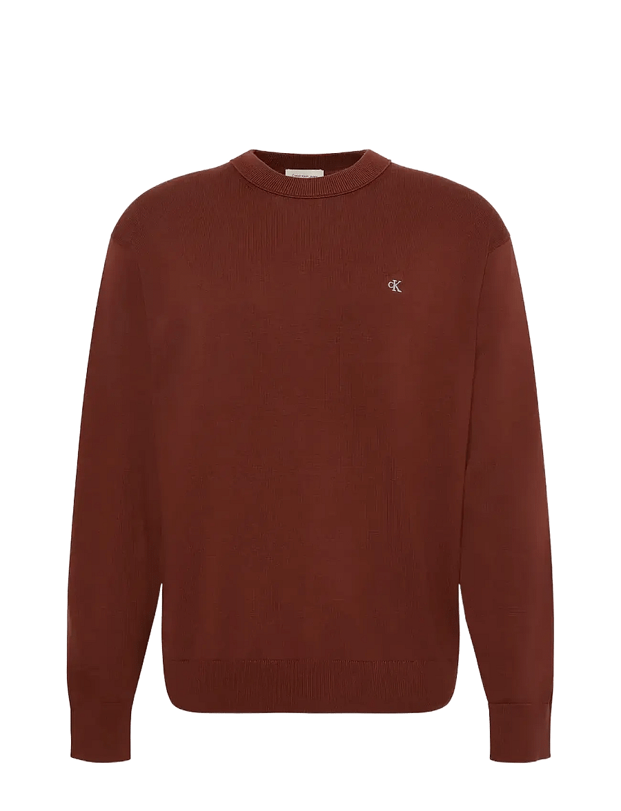 Calvin Klein Jeans - LS EZ COTTON CREWNK SWEATER 12GG - sweatshirts - cherry mahogany - 1