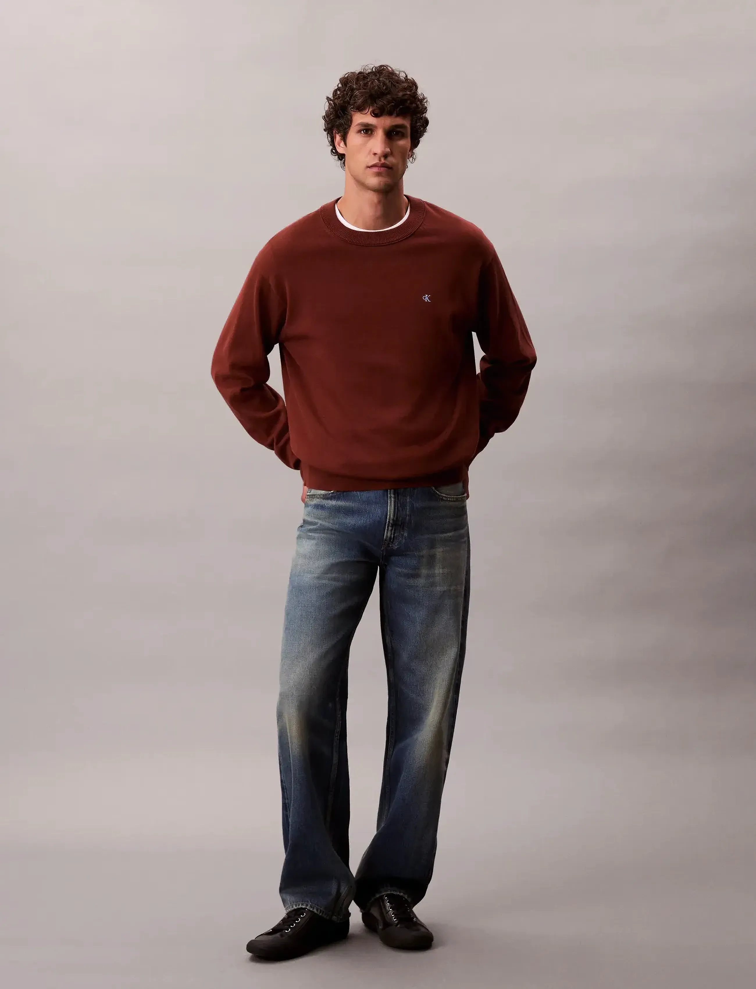 Calvin Klein Jeans - LS EZ COTTON CREWNK SWEATER 12GG - shop efter stil - cherry mahogany - 3