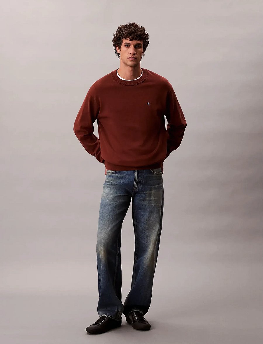 Calvin Klein Jeans - LS EZ COTTON CREWNK SWEATER 12GG - sweatshirts - cherry mahogany - 3