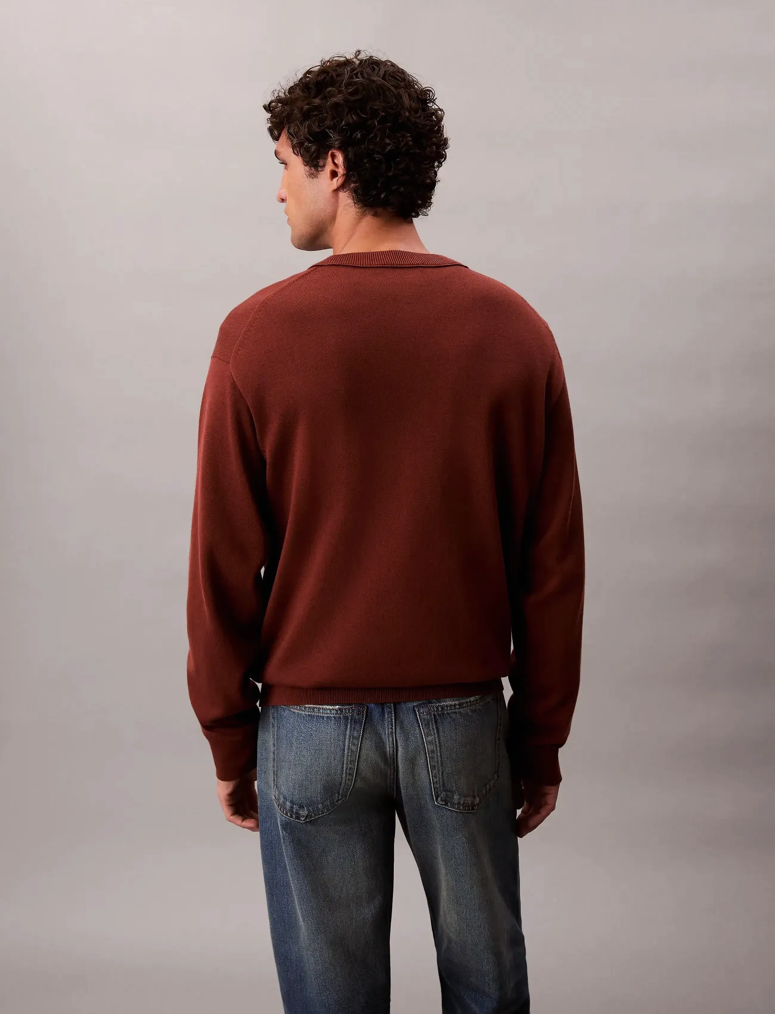 Calvin Klein Jeans - LS EZ COTTON CREWNK SWEATER 12GG - shop efter stil - cherry mahogany - 4
