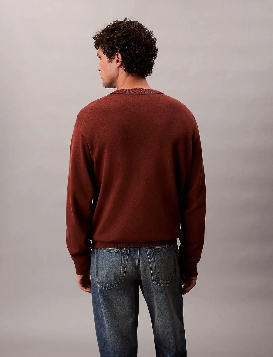Calvin Klein Jeans - LS EZ COTTON CREWNK SWEATER 12GG - sweatshirts - cherry mahogany - 4