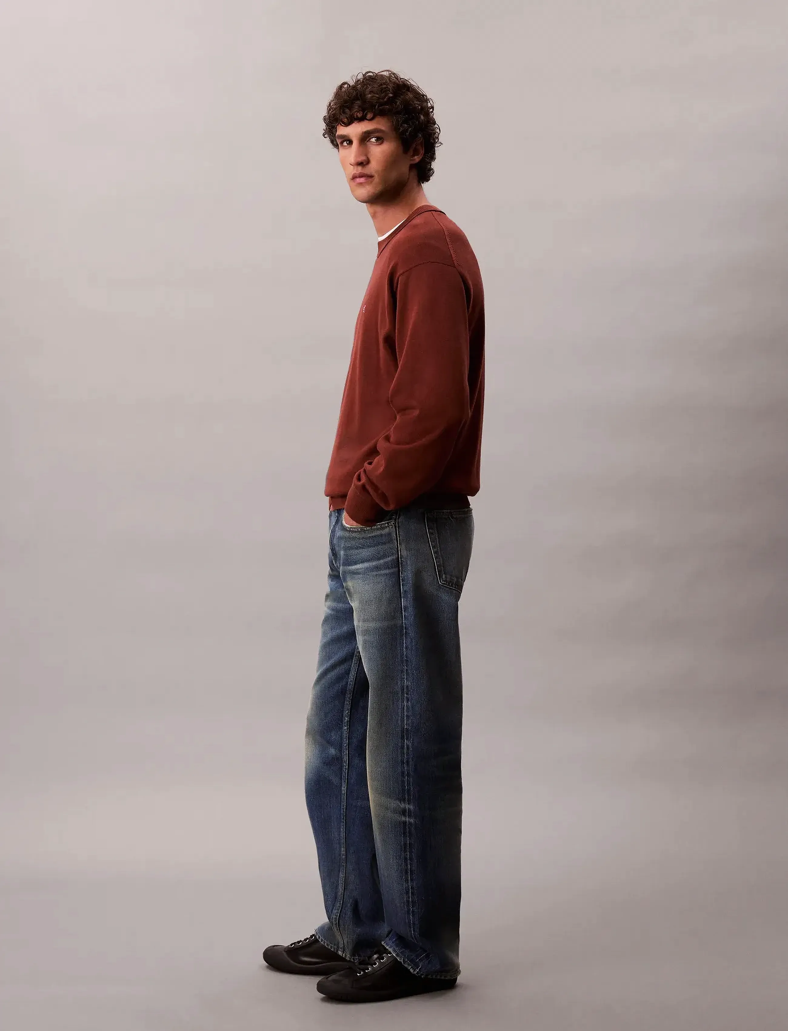 Calvin Klein Jeans - LS EZ COTTON CREWNK SWEATER 12GG - shop efter stil - cherry mahogany - 5