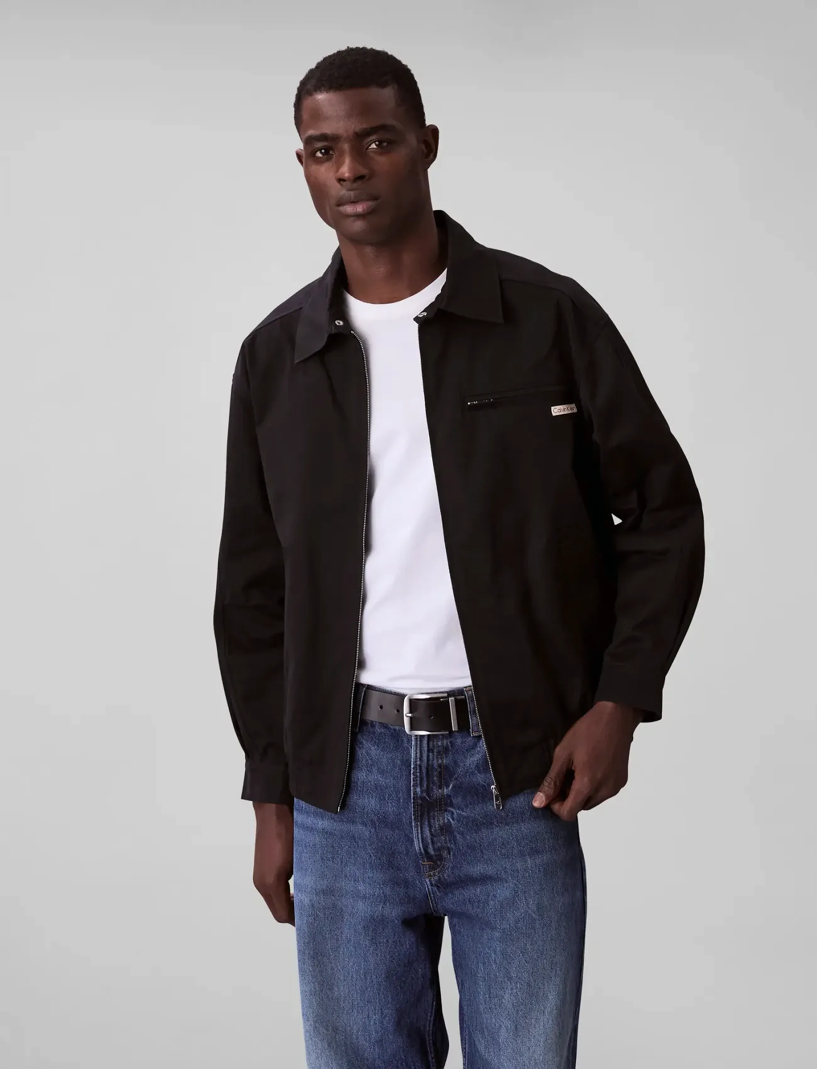 Calvin Klein Jeans A- Ls Cotton Fz Blouson Jacket, Mænd, Blouson Jakke, Sort, Str: S