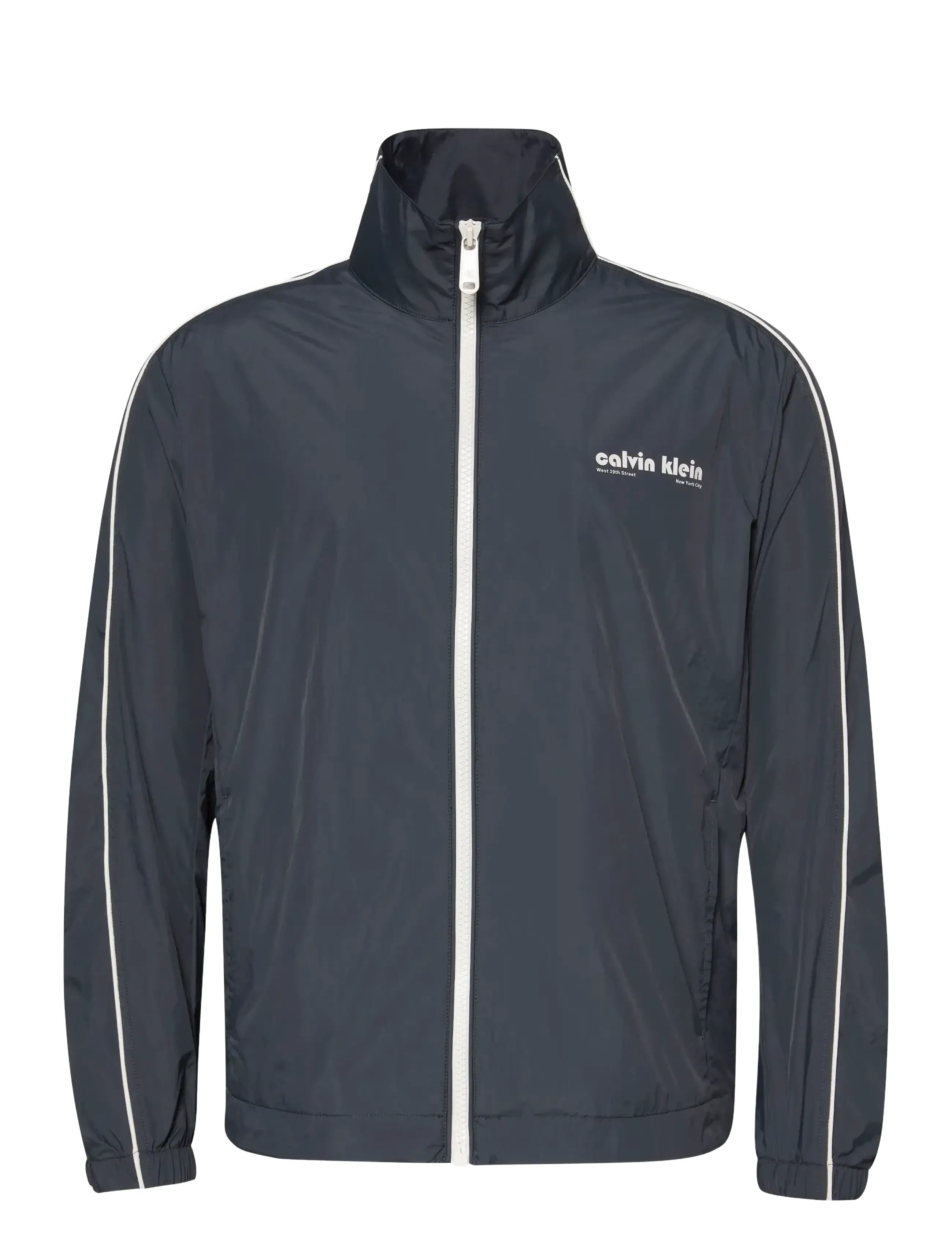 Calvin Klein Jeans LS CRINKLE STAND COLLAR TRACK JA - Sweatshirts & hættetrøjer - EBONY / black