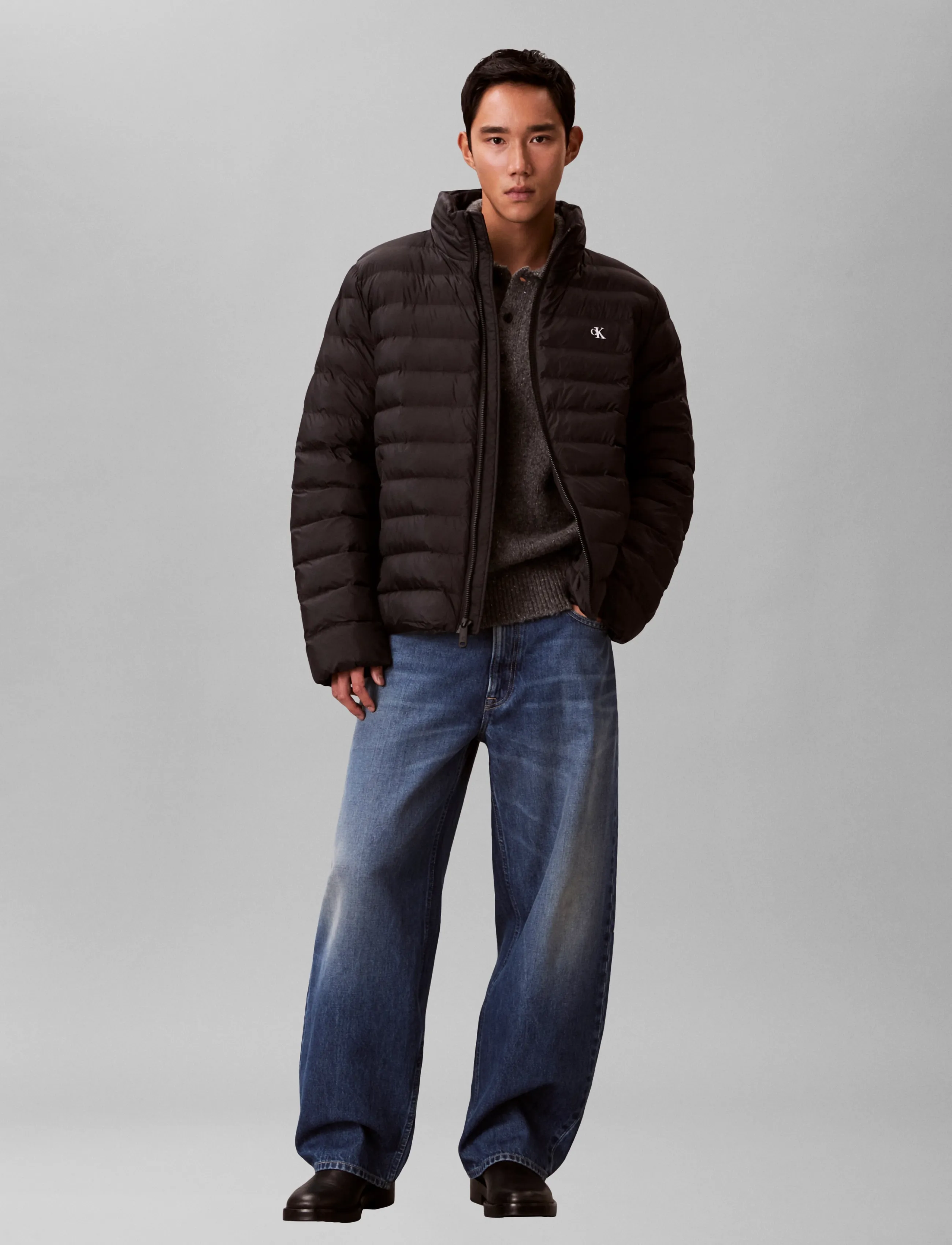 Calvin Klein Jeans LS LTWT NYLON HD PUFFER JKT - Tøj - BLACK / black