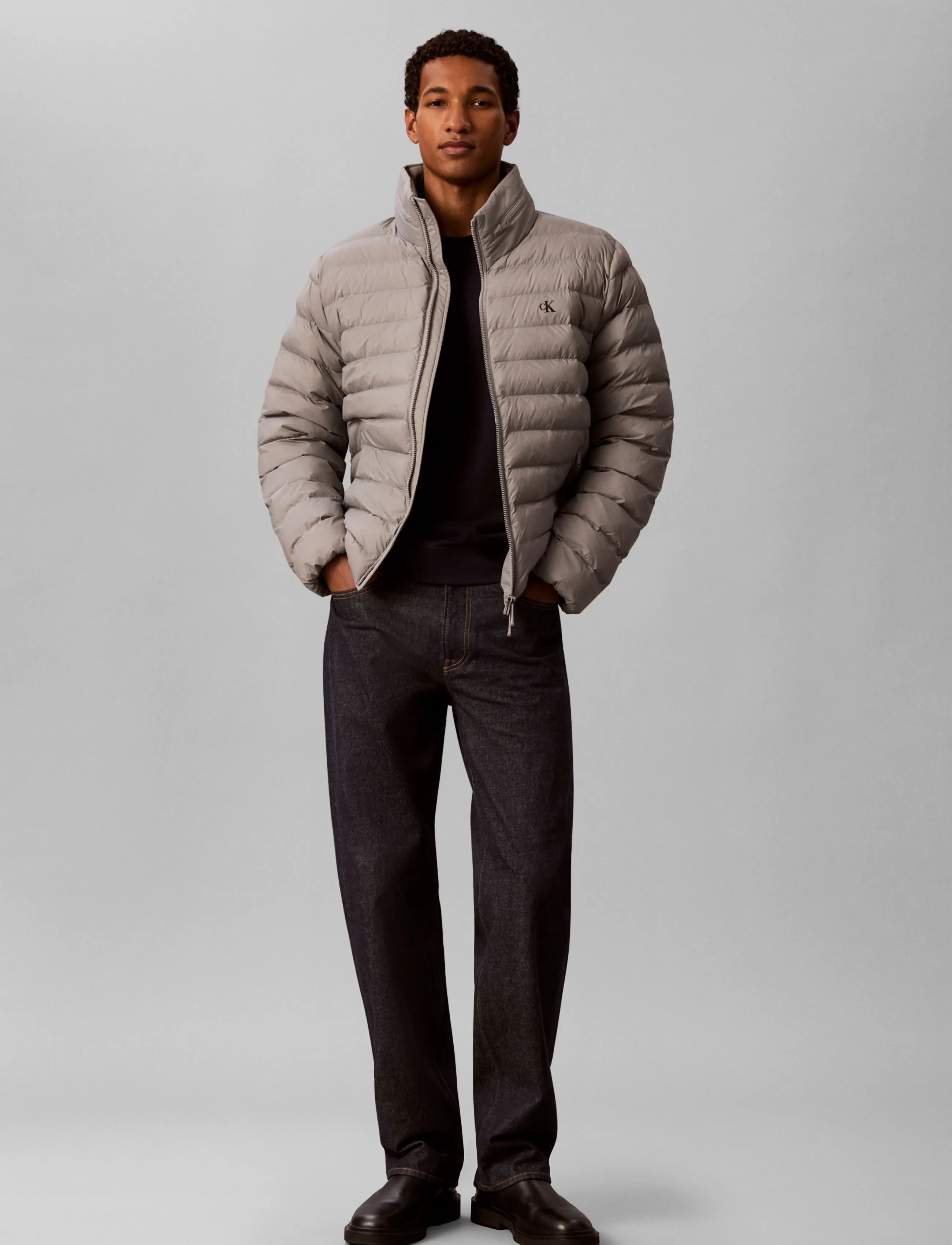 Calvin Klein Jeans LS LTWT NYLON HD PUFFER JKT - Striukės - CONVOY / grey