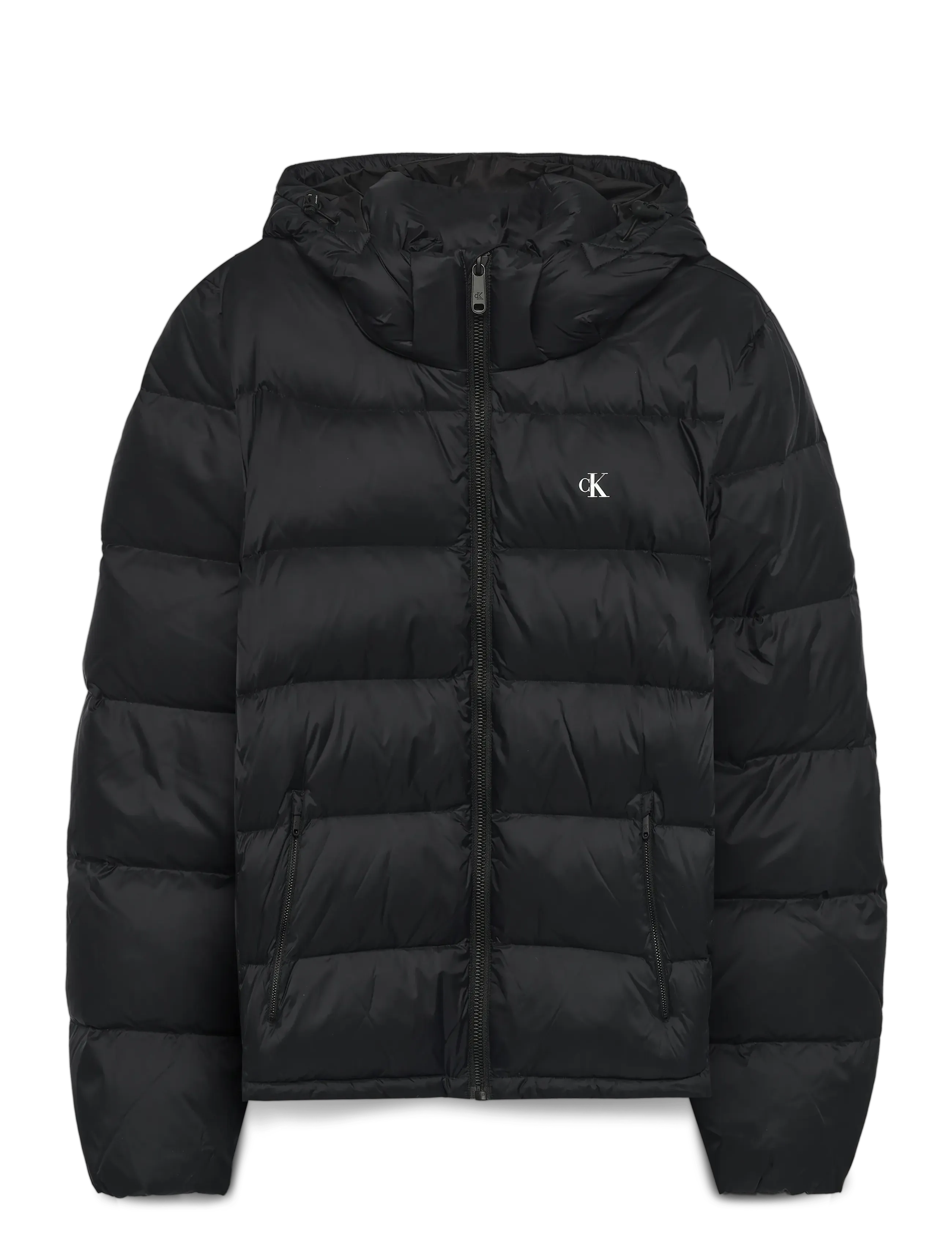 Calvin Klein Jeans LS NYLON ZIP OFF HOOD DOWN PUFFE - Kläder - BLACK / black