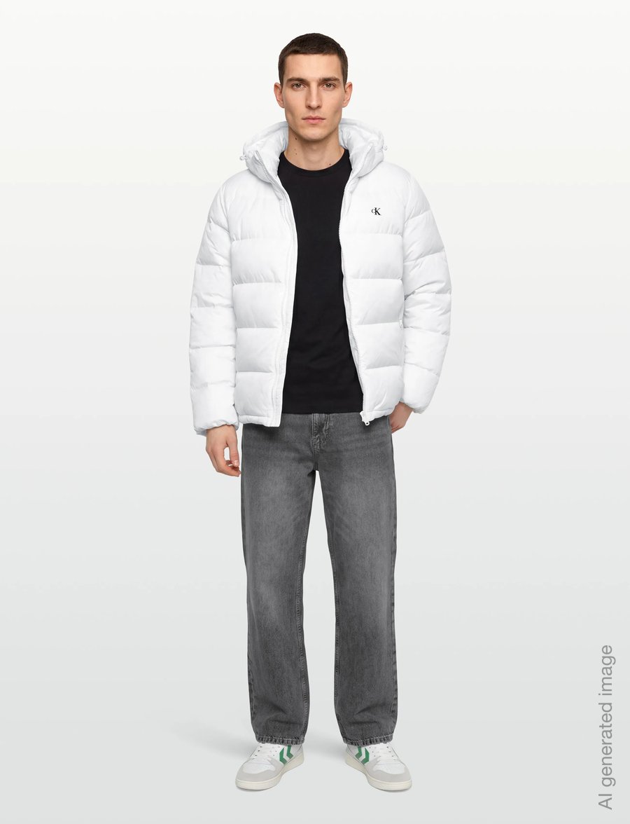 Calvin Klein Jeans - LS NYLON ZIP OFF HOOD DOWN PUFFE - dunjakker - bright white - 0