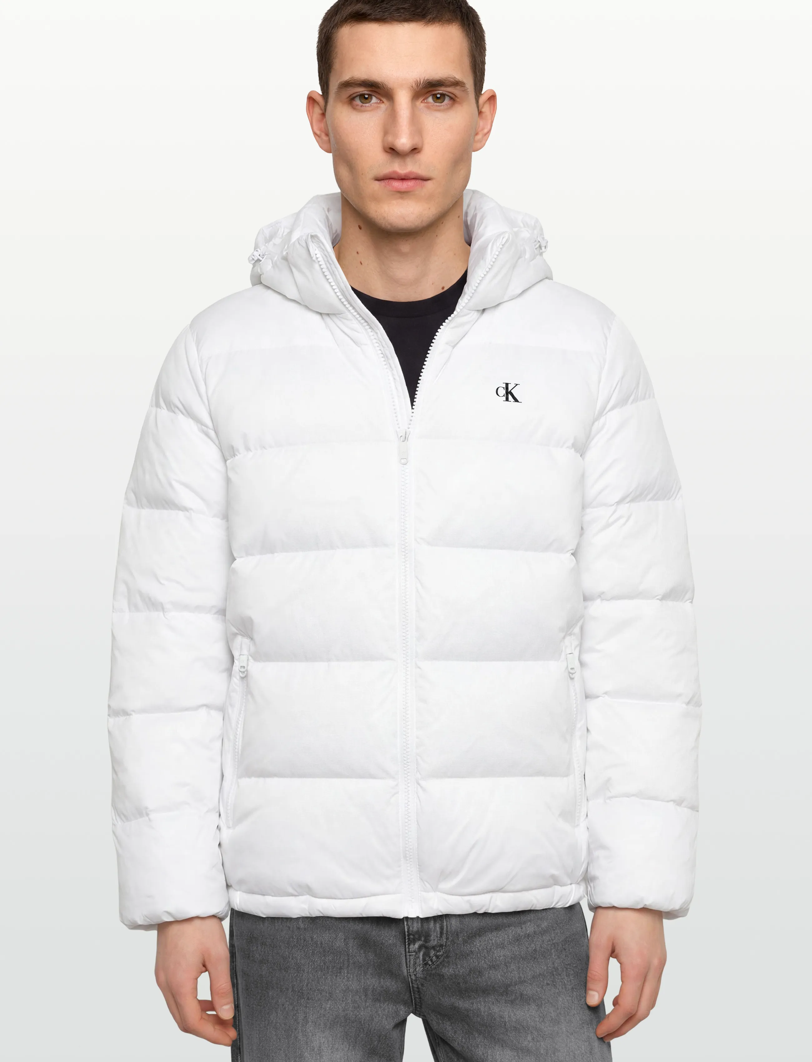 Calvin Klein Jeans - LS NYLON ZIP OFF HOOD DOWN PUFFE - vinterjakker - bright white - 3