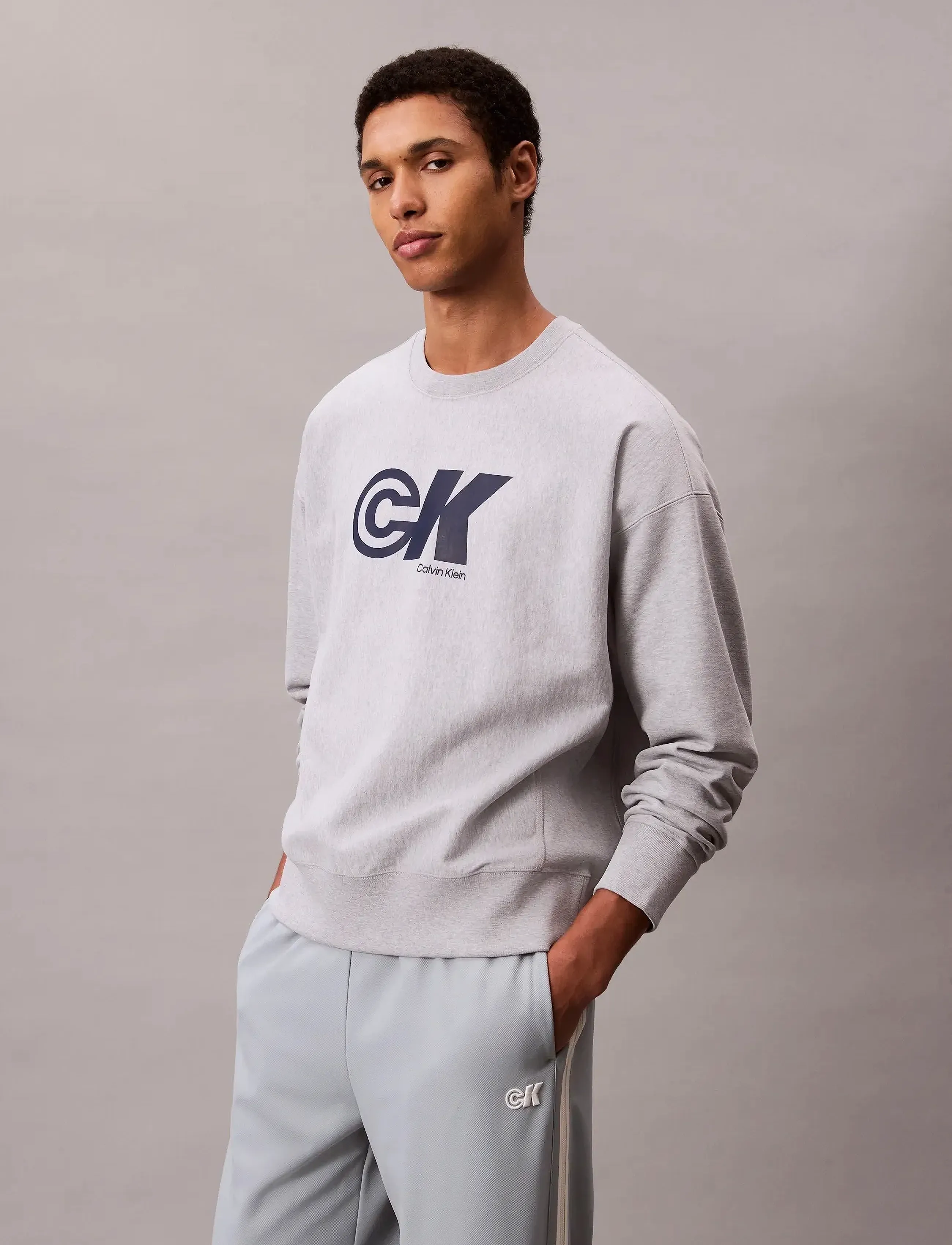 Calvin Klein Jeans PREMIUM TERRY CK SPORT GRAPHIC C - Sweatshirts - HEROIC GREY HTR / grey