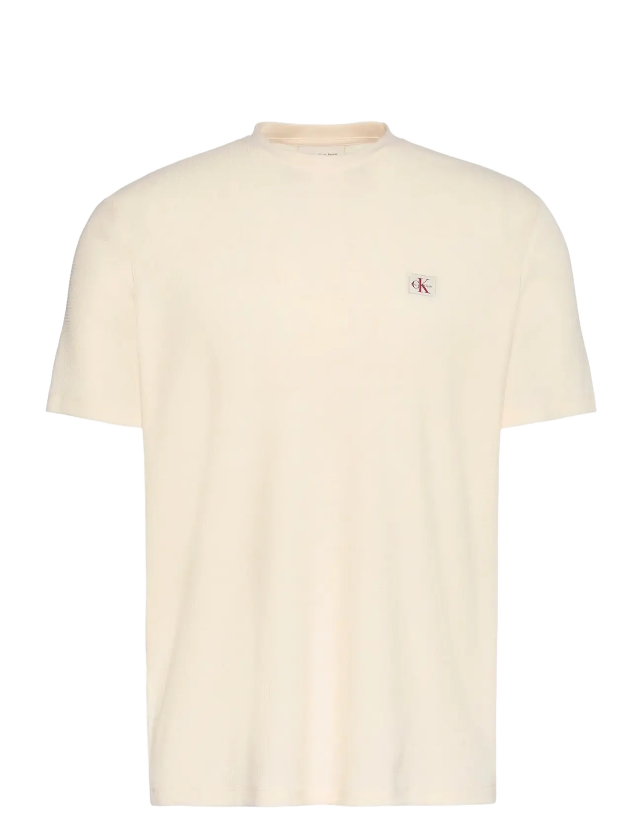 Calvin Klein Jeans SS WAFFLE WOVEN LABEL CREWNK TEE - Calvin Klein Jeans - CALICO / cream