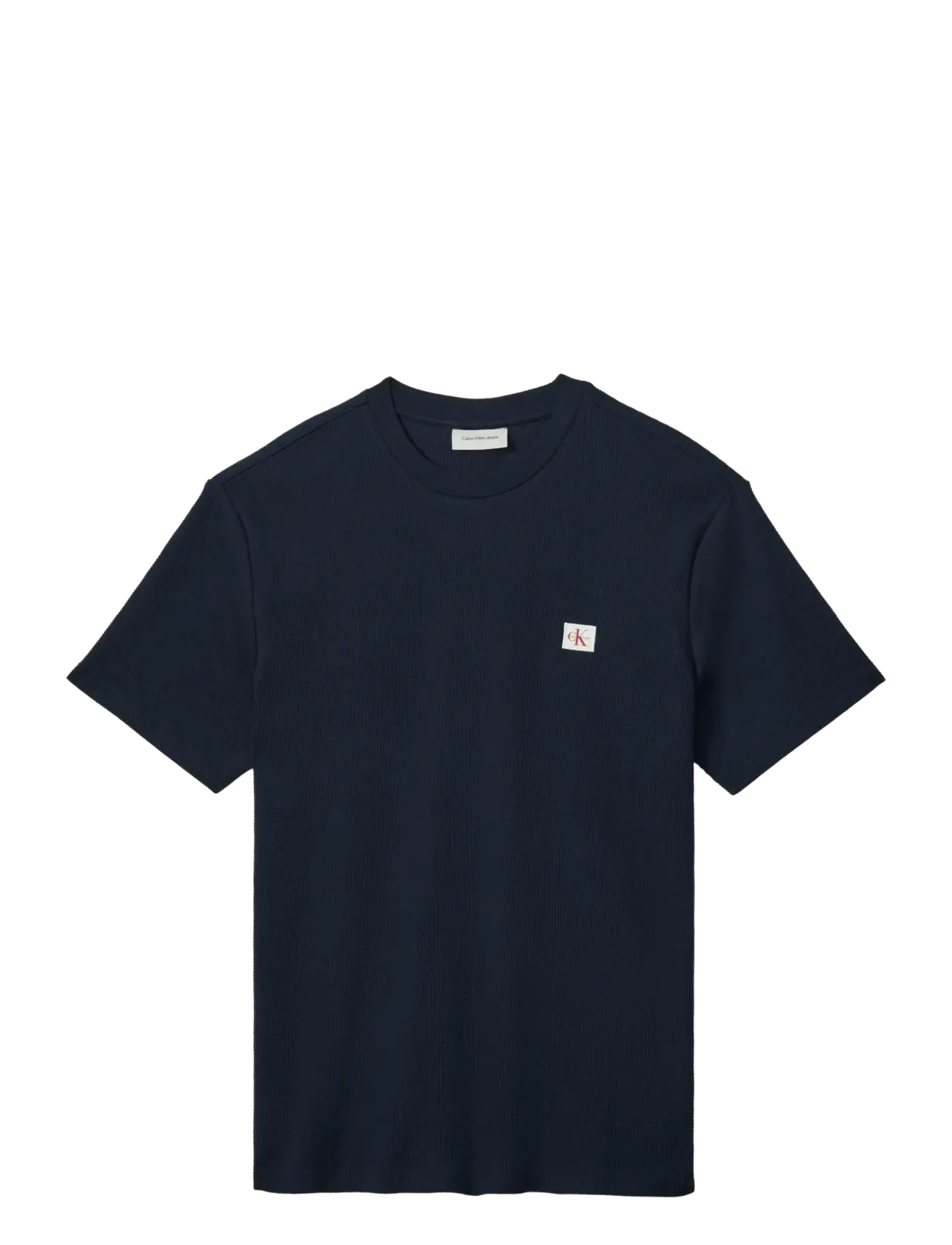 Calvin Klein Jeans SS WAFFLE WOVEN LABEL CREWNK TEE - Calvin Klein Jeans - DARK SAPPHIRE / navy