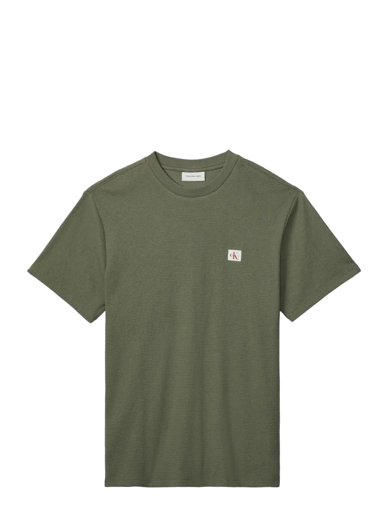 CALVIN KLEIN JEANS Ss Waffle Badge Crewnk Tee Khaki - S - Herren