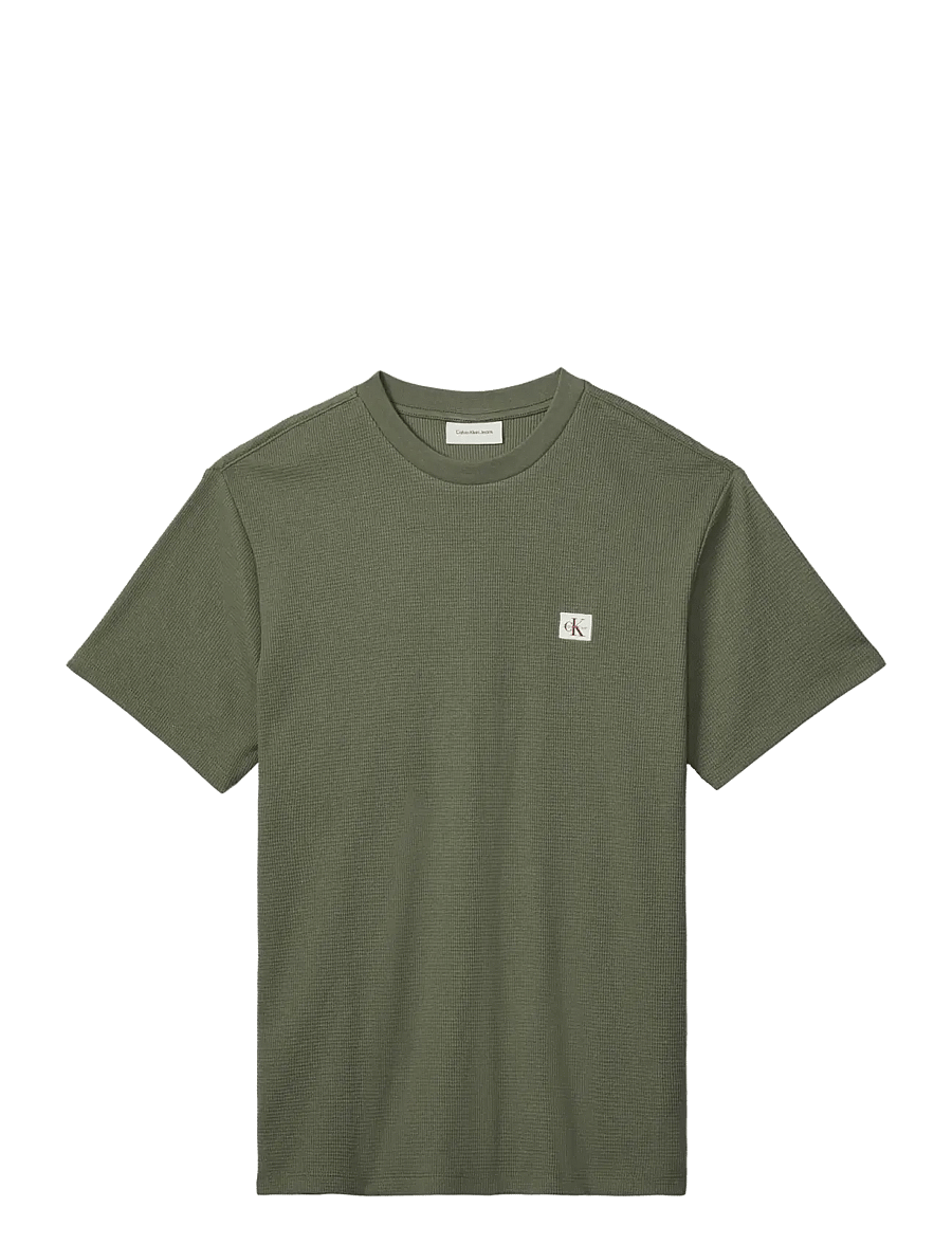 Calvin Klein Jeans - SS WAFFLE BADGE CREWNK TEE - kortärmade t-shirts - dusty olive - 1