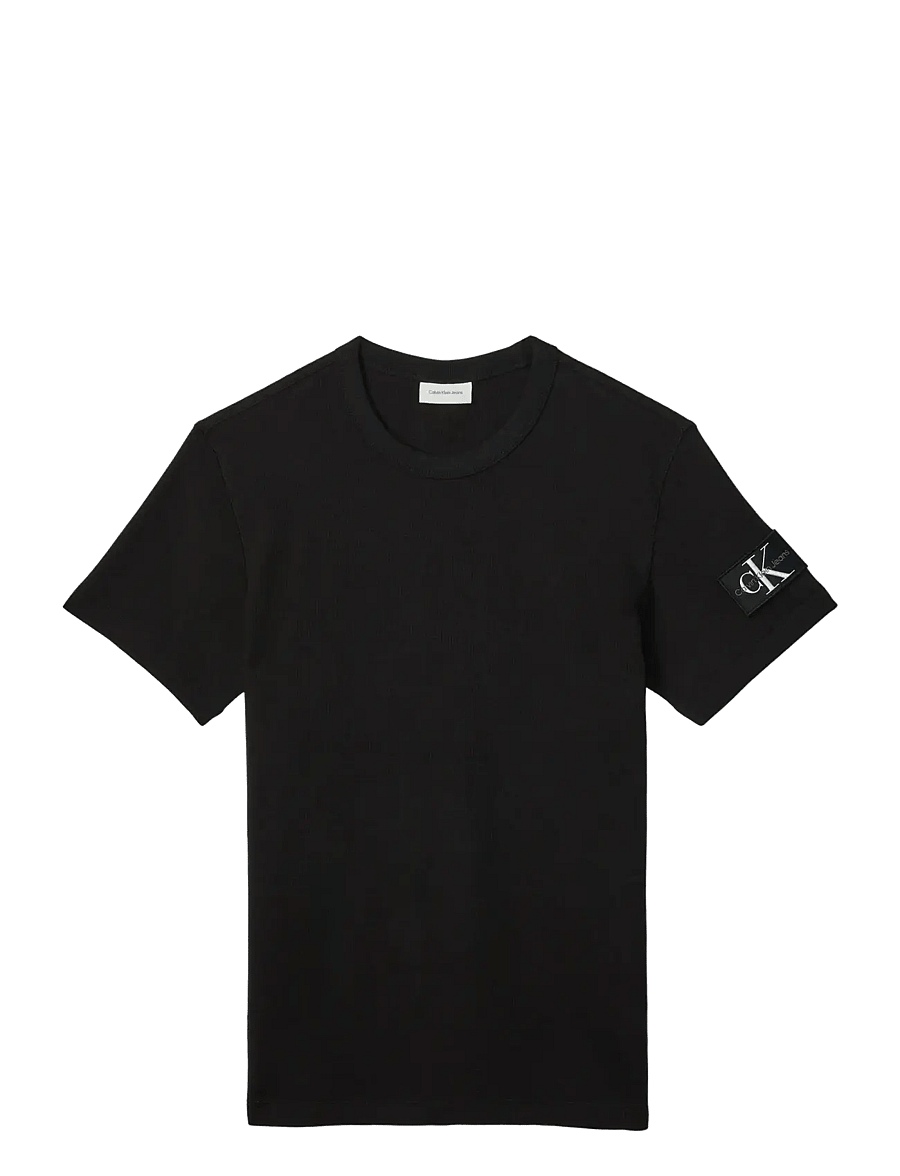 Calvin Klein Jeans - SS BADGE WAFFLE TEE - kurzärmelig - black - 1