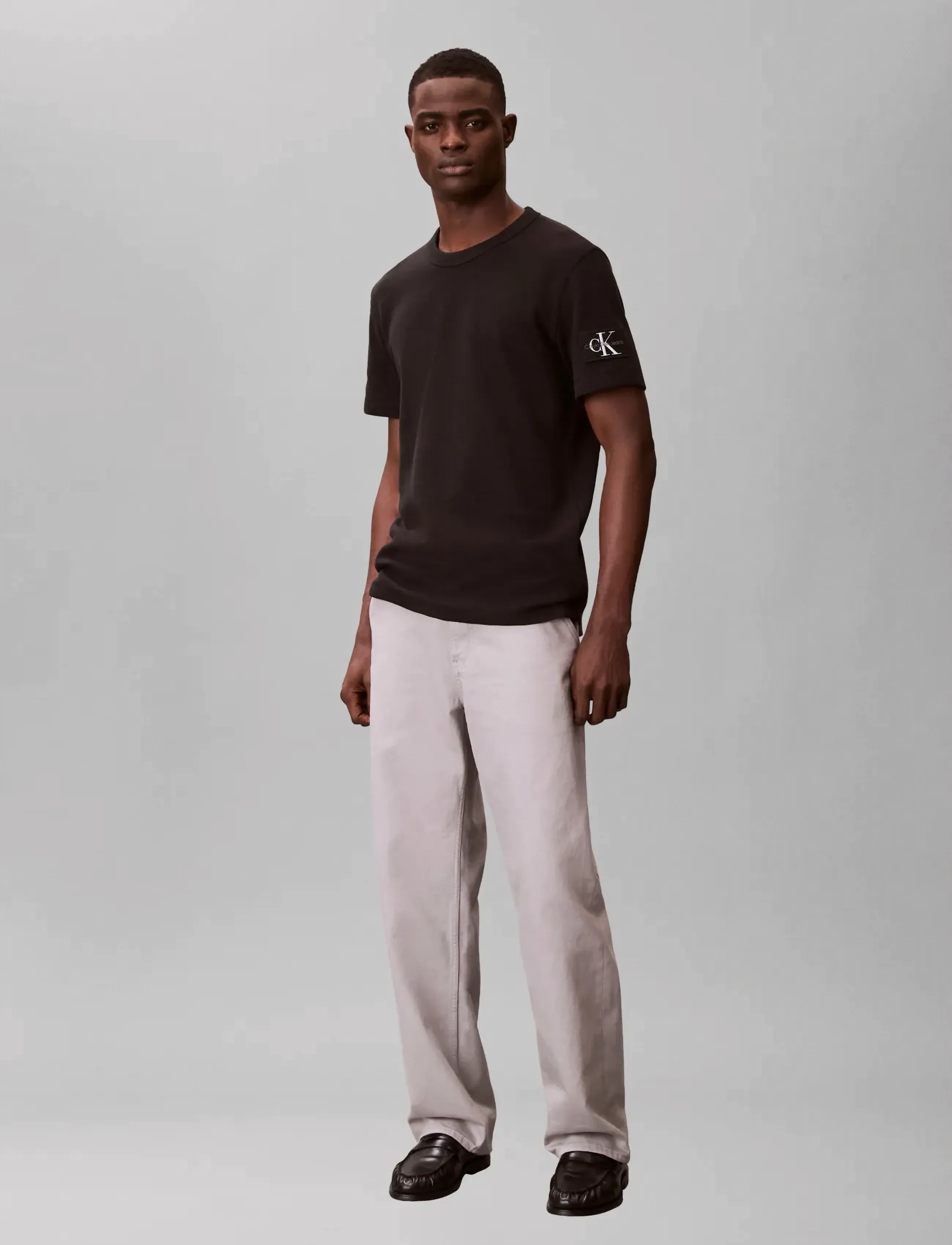 Calvin Klein Jeans SS BADGE WAFFLE TEE - Clothing - BLACK / black