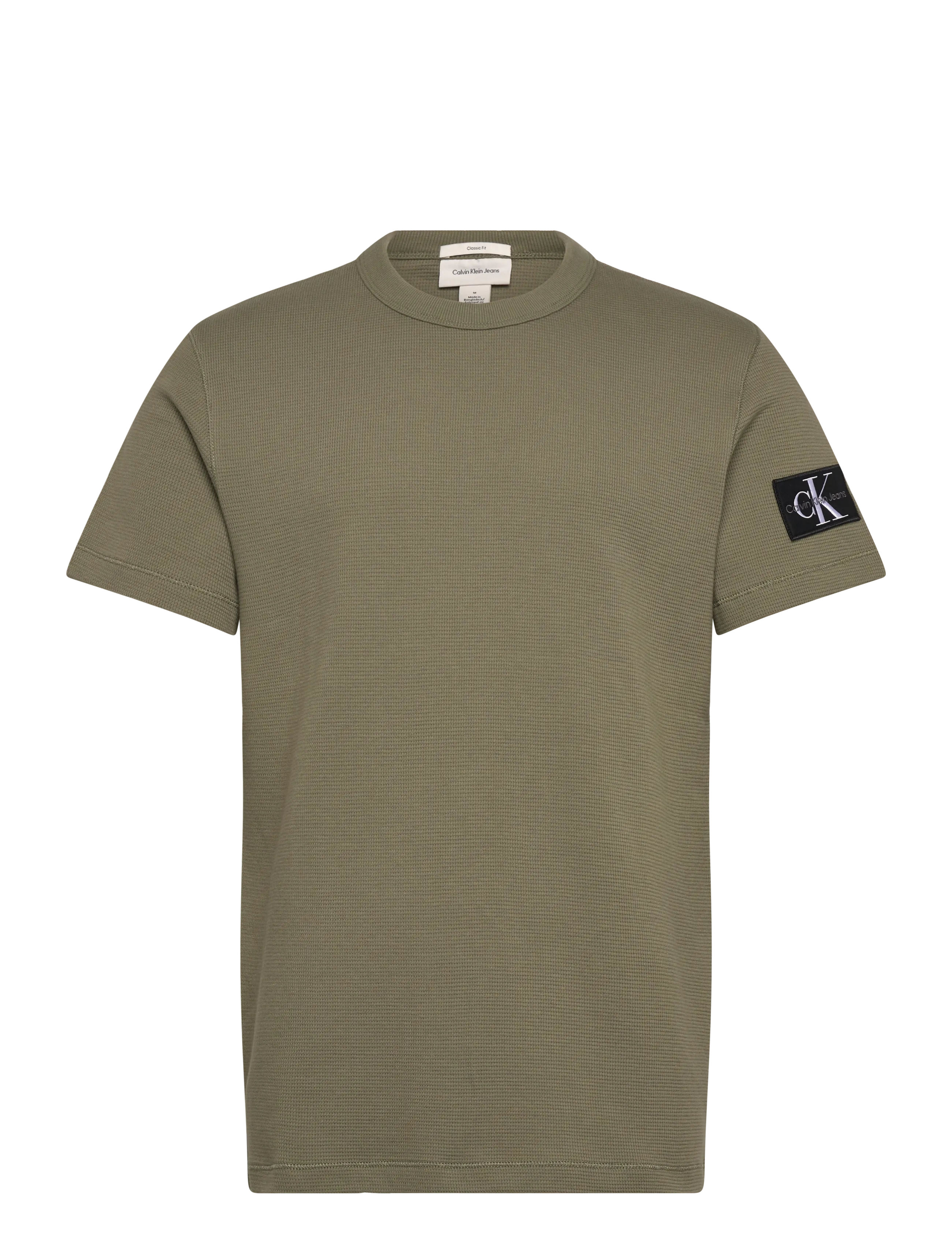 Calvin Klein Jeans SS BADGE WAFFLE TEE - Shop by style - DEEP LICHEN GREEN / khaki/green