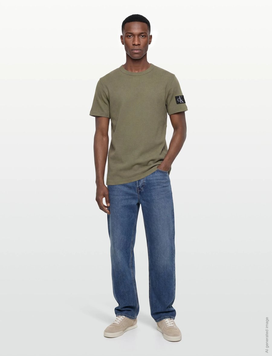 Calvin Klein Jeans - SS BADGE WAFFLE TEE - kurzärmelig - deep lichen green - 0