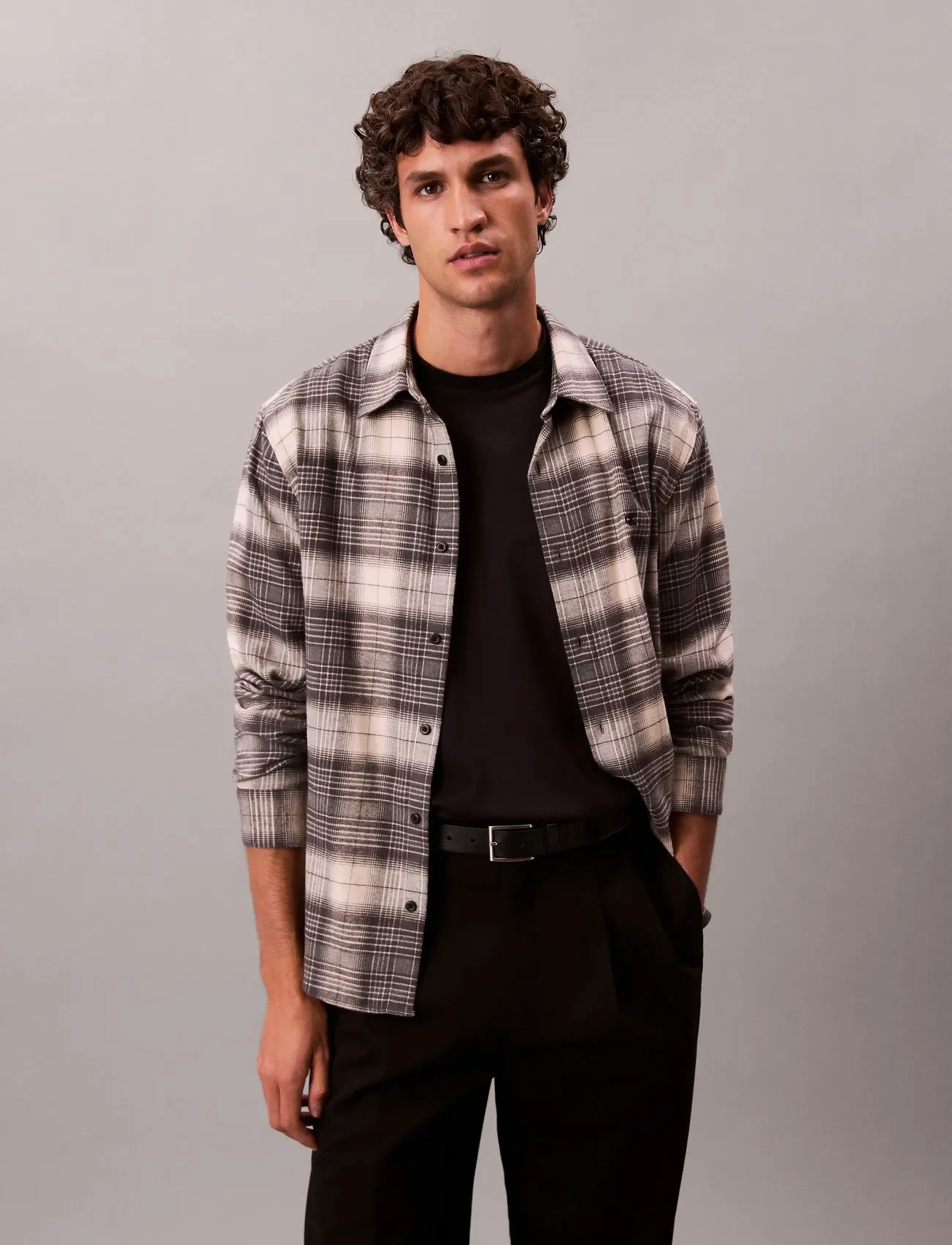 Calvin Klein Jeans - LS BRUSHED PLAID EASY SHIRT - flannel-skjorter - black - 2