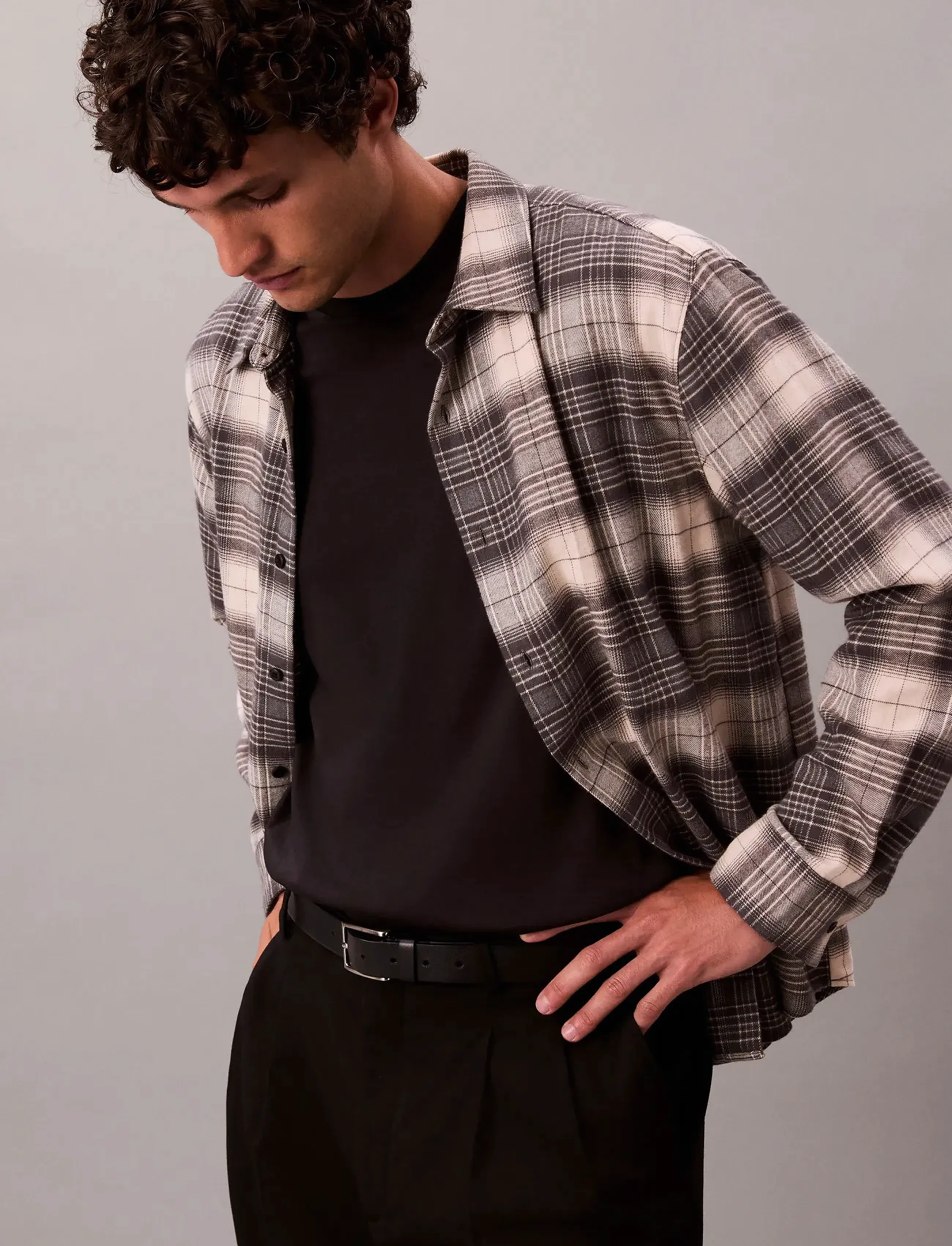 Calvin Klein Jeans - LS BRUSHED PLAID EASY SHIRT - flannel-skjorter - black - 5