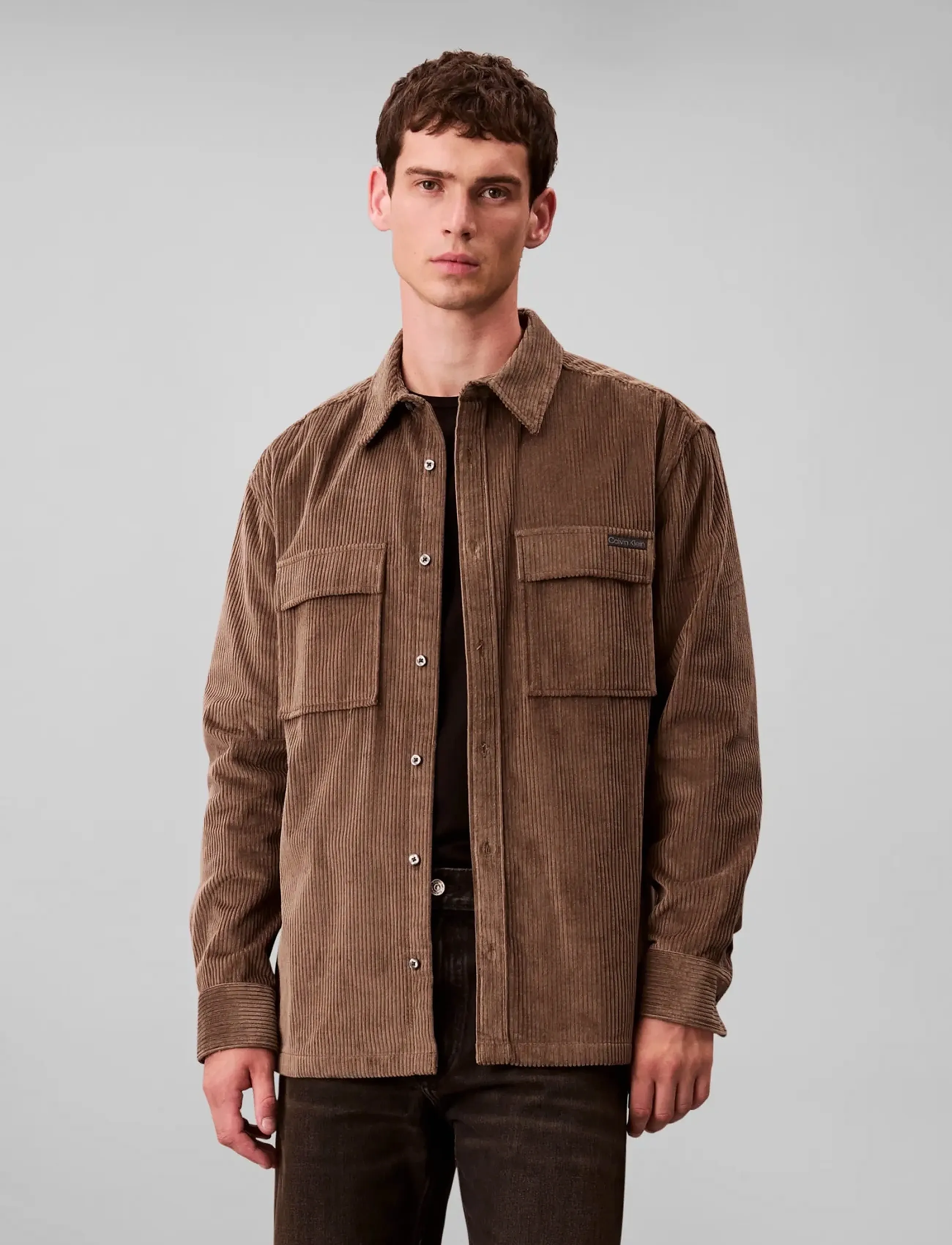 Calvin Klein Jeans Ls Corduroy Pocket Relaxed Shirt, XXL, Brown, Shirts > Corduroy Shirts, Herre
