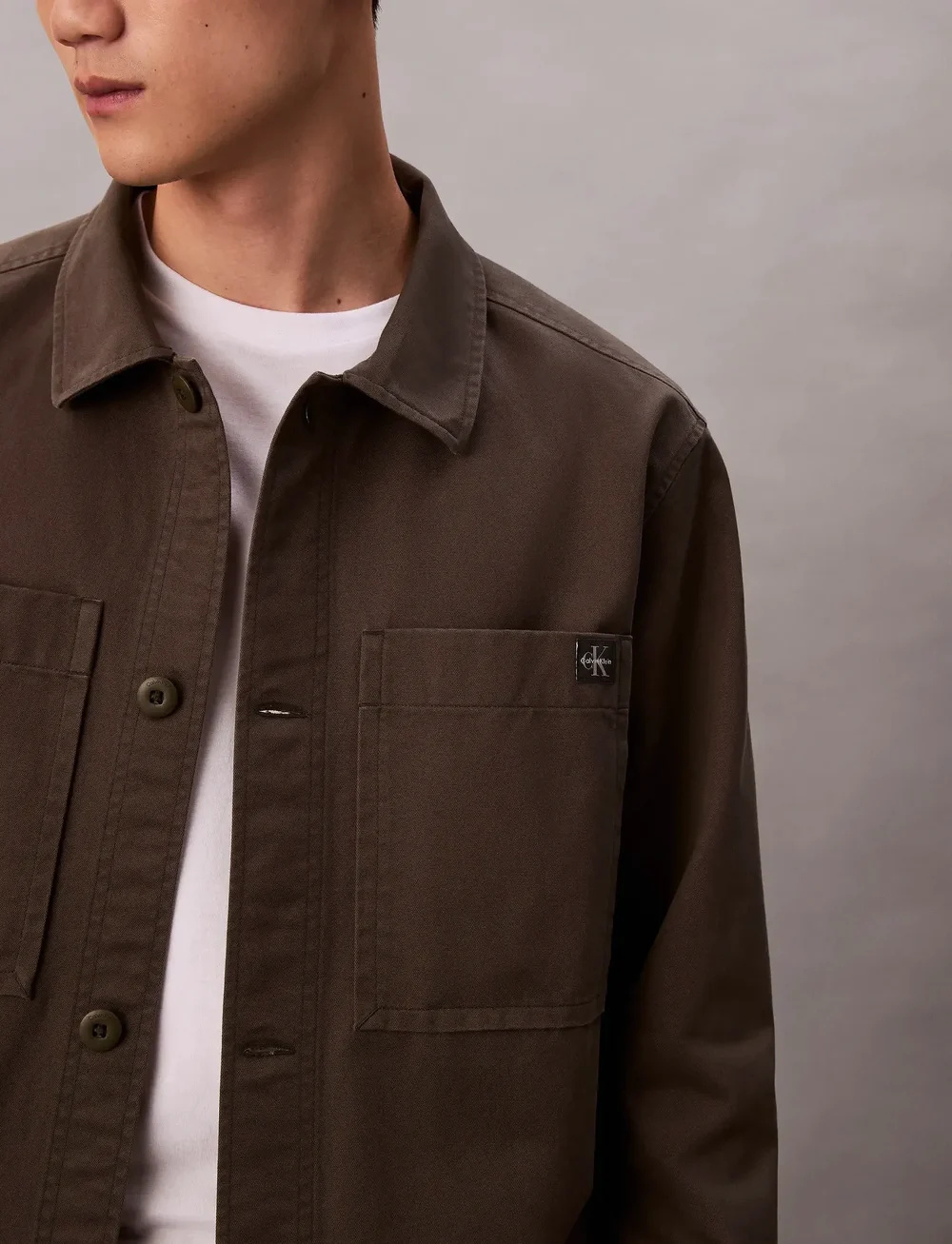 Calvin Klein Jeans - LS COTTON OVERSHIRT - overshirts - beluga - 4