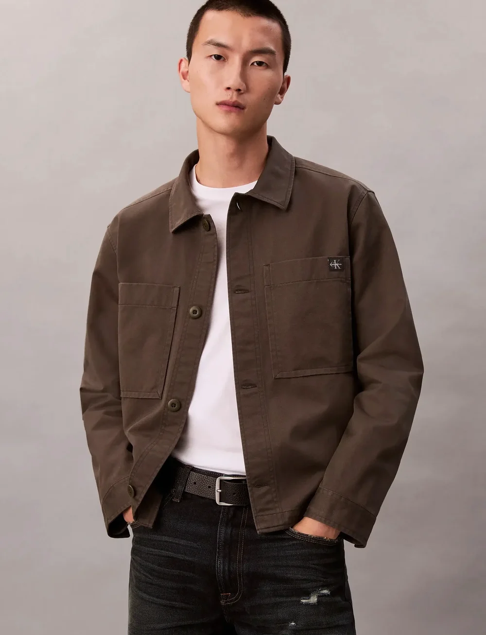 Calvin Klein Jeans - LS COTTON OVERSHIRT - overshirts - beluga - 5