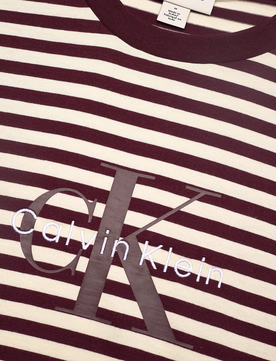 Calvin Klein Jeans - SS 20S STRIPE JERSEY MONOLOGO CN - short-sleeved t-shirts - moroccan brown - 2
