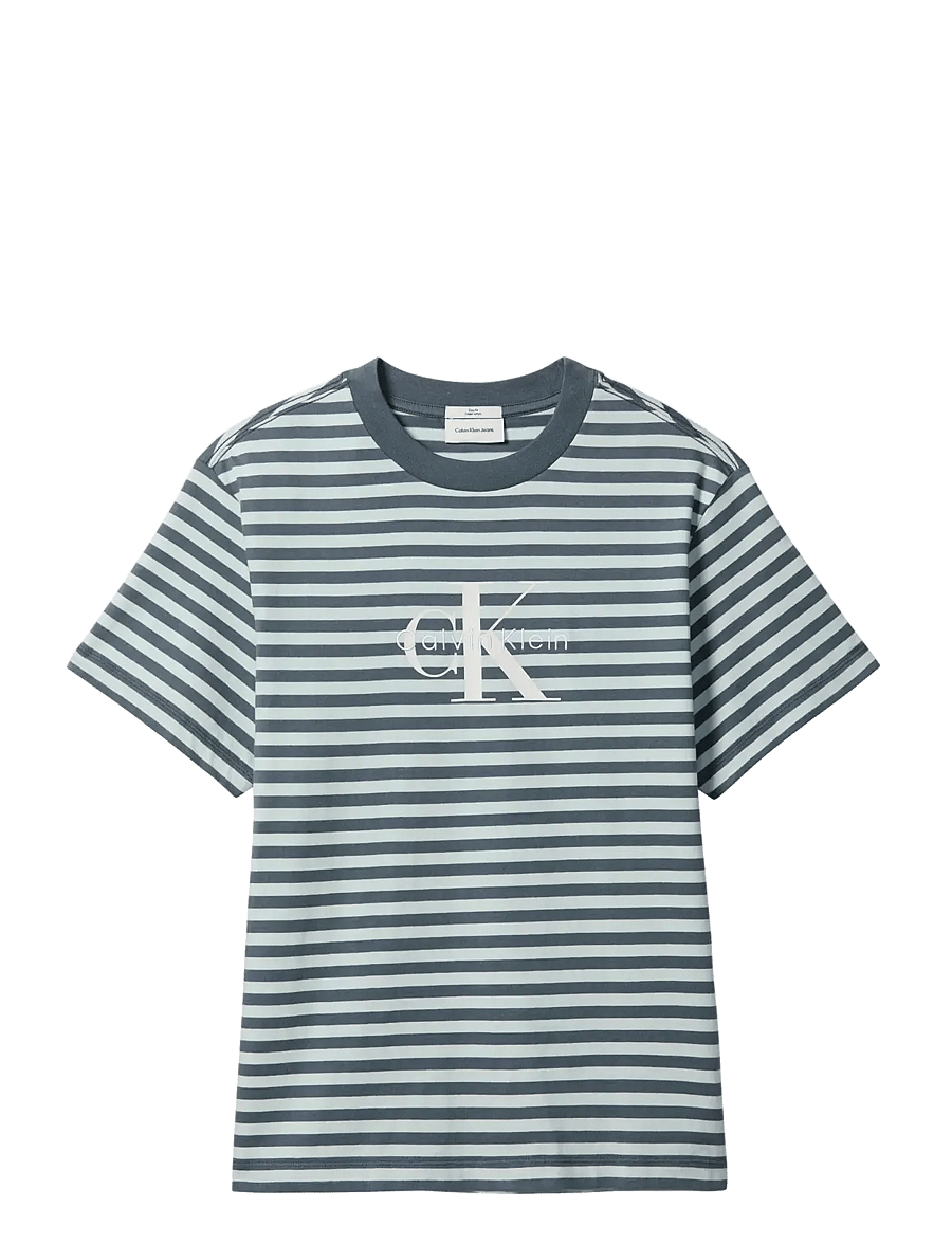 Calvin Klein Jeans - SS 20S STRIPE JERSEY MONOLOGO CN - lühikeste varrukatega t-särgid - turbulence - 1