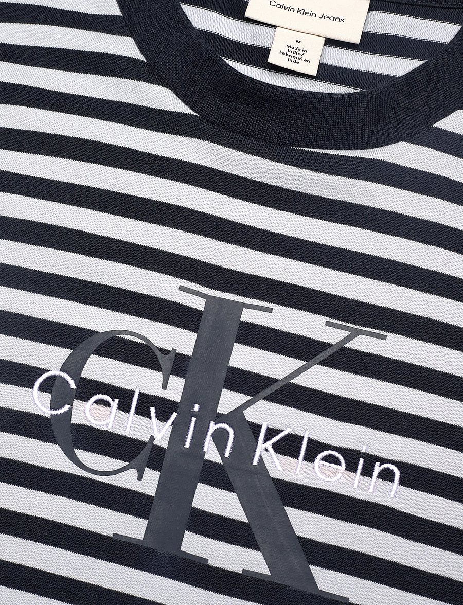 Calvin Klein Jeans - SS 20S STRIPE JERSEY MONOLOGO CN - kortärmade t-shirts - xenon blue - 2