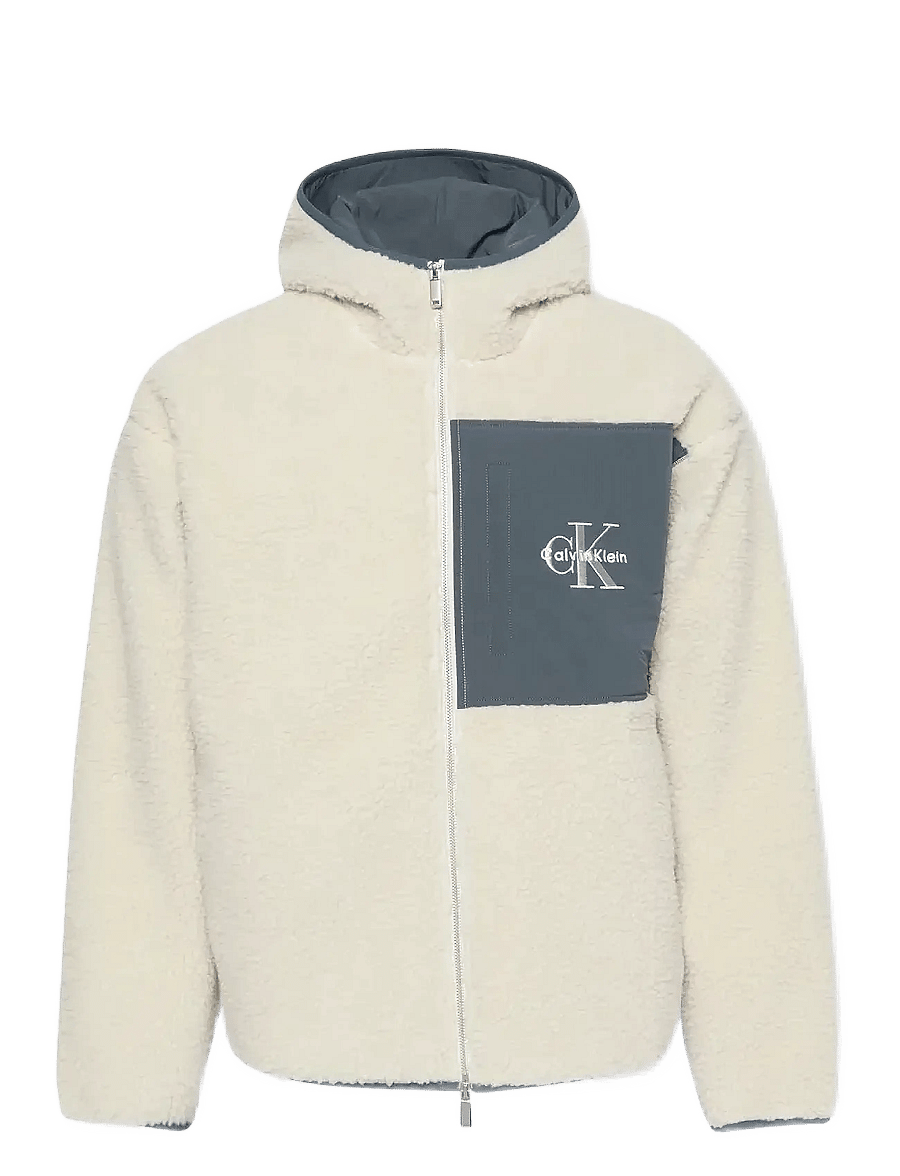 Calvin Klein Jeans - SHERPA FUNNEL NECK FULL ZIP HOOD - fleece-pullover - chalk - 1