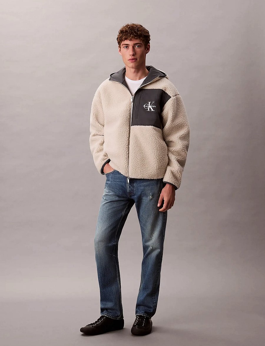 Calvin Klein Jeans - SHERPA FUNNEL NECK FULL ZIP HOOD - fleece-pullover - chalk - 2