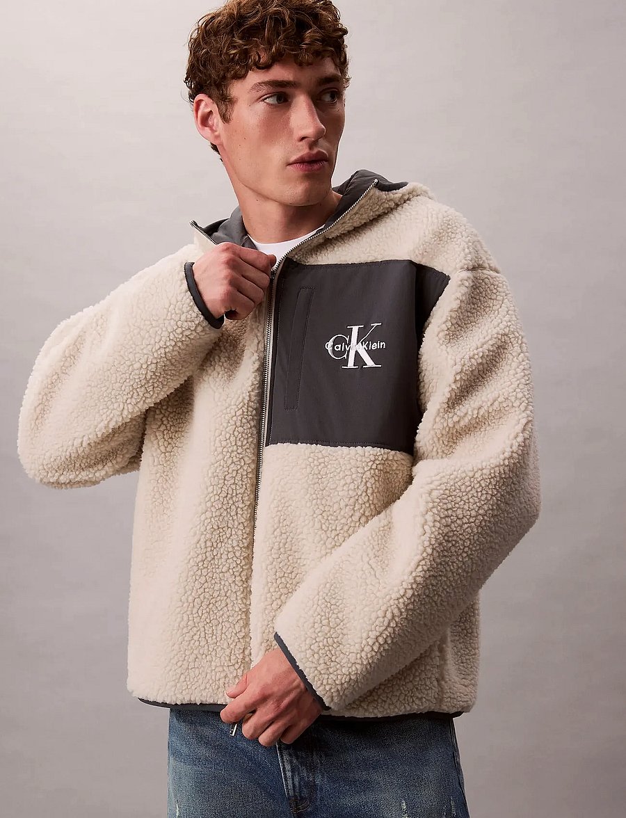 Calvin Klein Jeans - SHERPA FUNNEL NECK FULL ZIP HOOD - fleece-pullover - chalk - 4