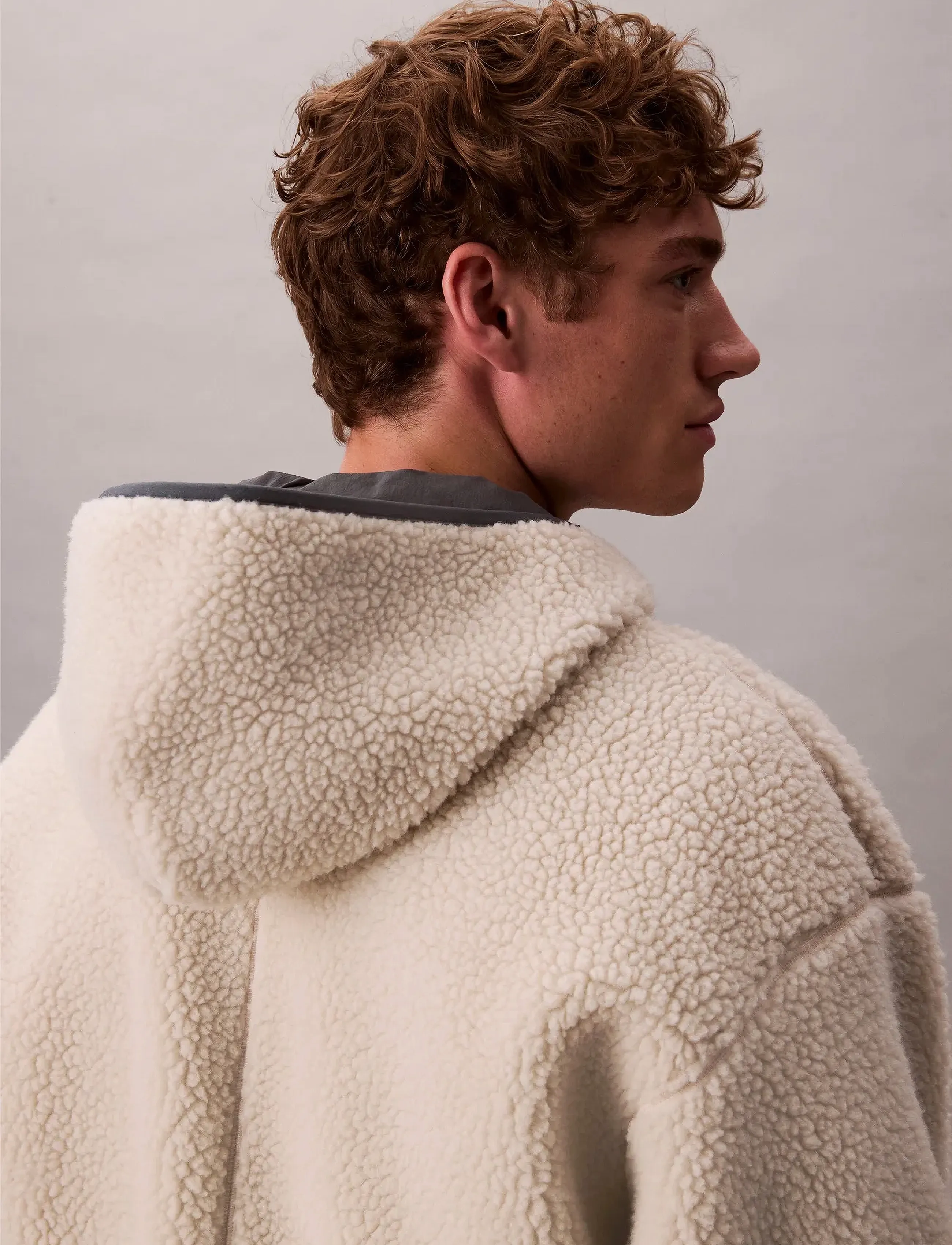 Calvin Klein Jeans - SHERPA FUNNEL NECK FULL ZIP HOOD - fleecetrøjer - chalk - 5