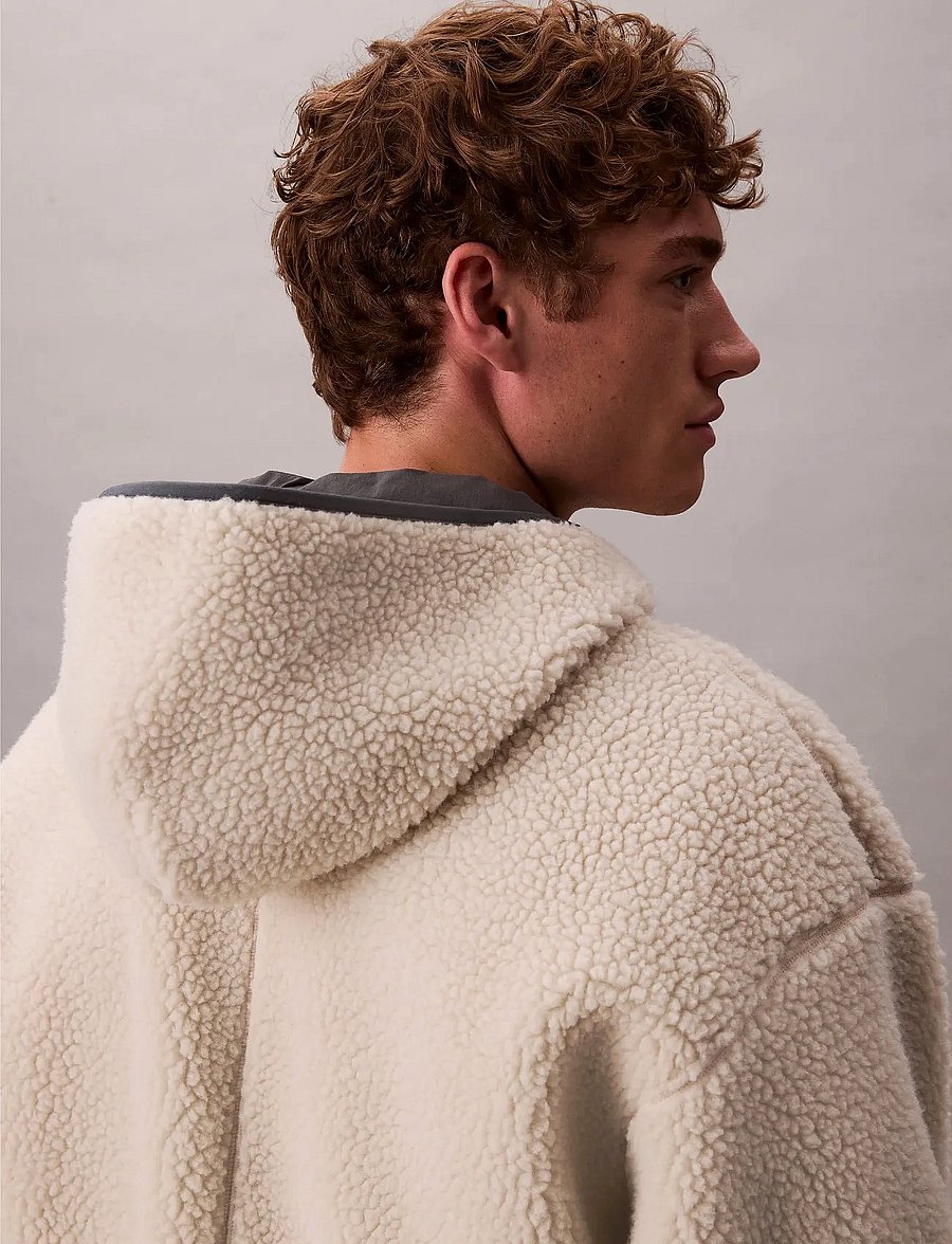 Calvin Klein Jeans - SHERPA FUNNEL NECK FULL ZIP HOOD - fleece-pullover - chalk - 5