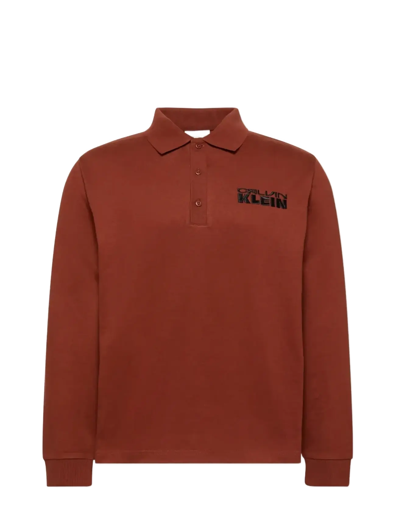 Calvin Klein Jeans LS SUEDED HEAVY JERSEY POLO - Poloer - CHERRY MAHOGANY / brown