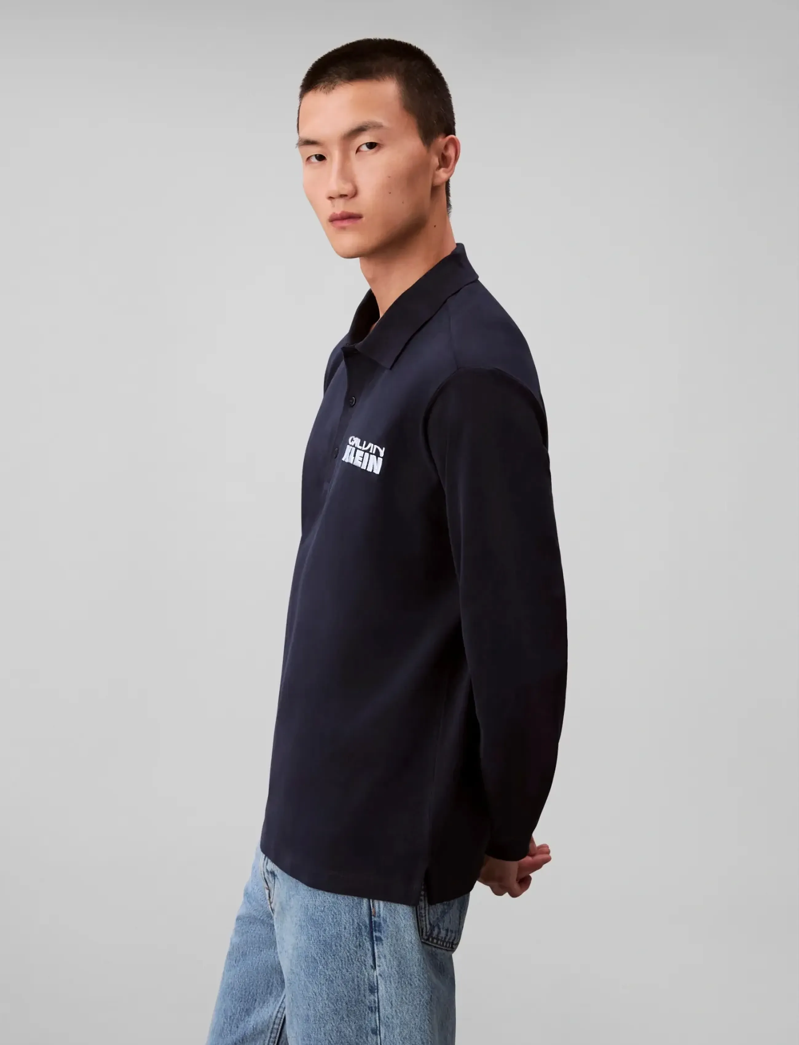 Calvin Klein Jeans - LS SUEDED HEAVY JERSEY POLO - langærmede poloer - dark sapphire - 2