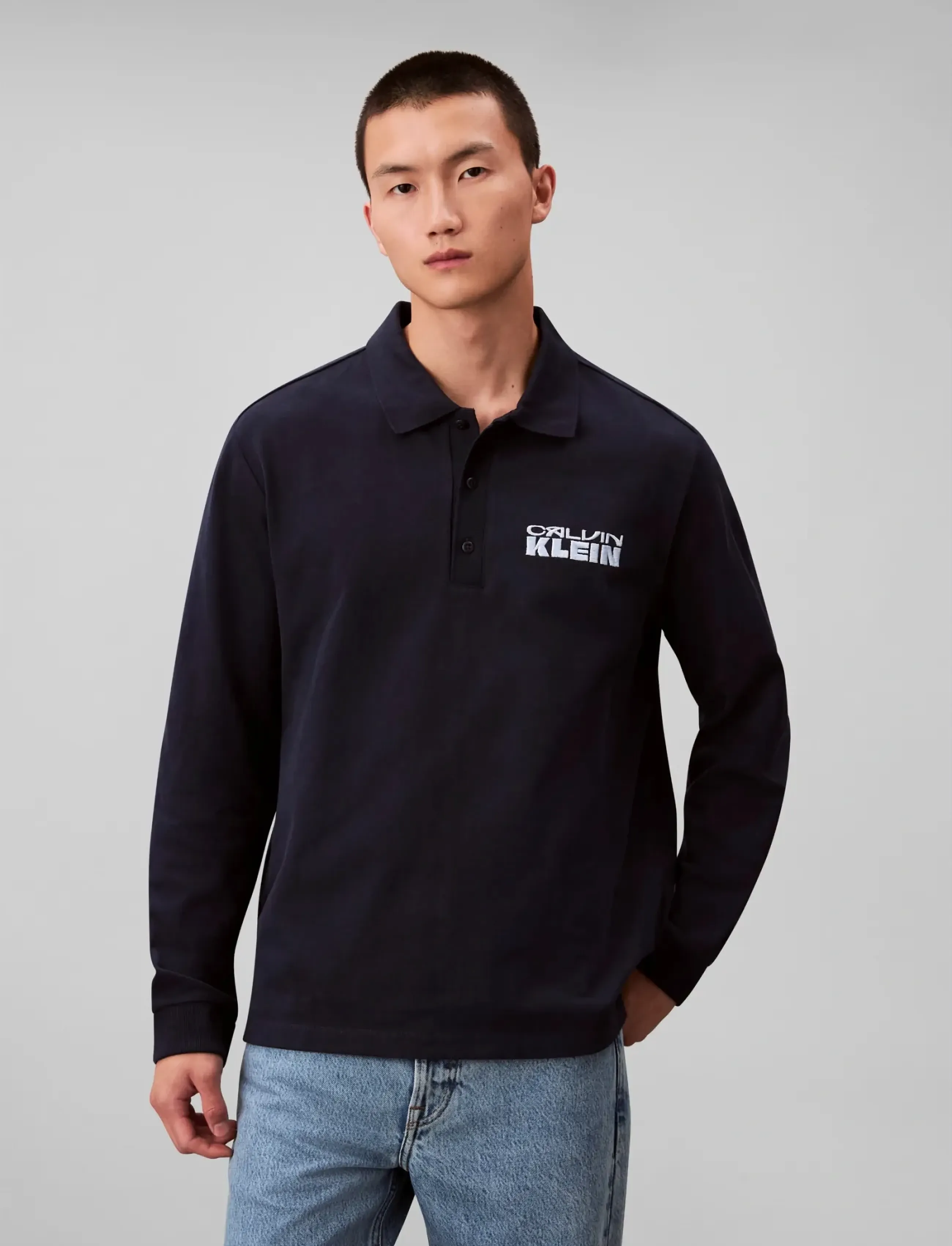 Calvin Klein Jeans - LS SUEDED HEAVY JERSEY POLO - langærmede poloer - dark sapphire - 5