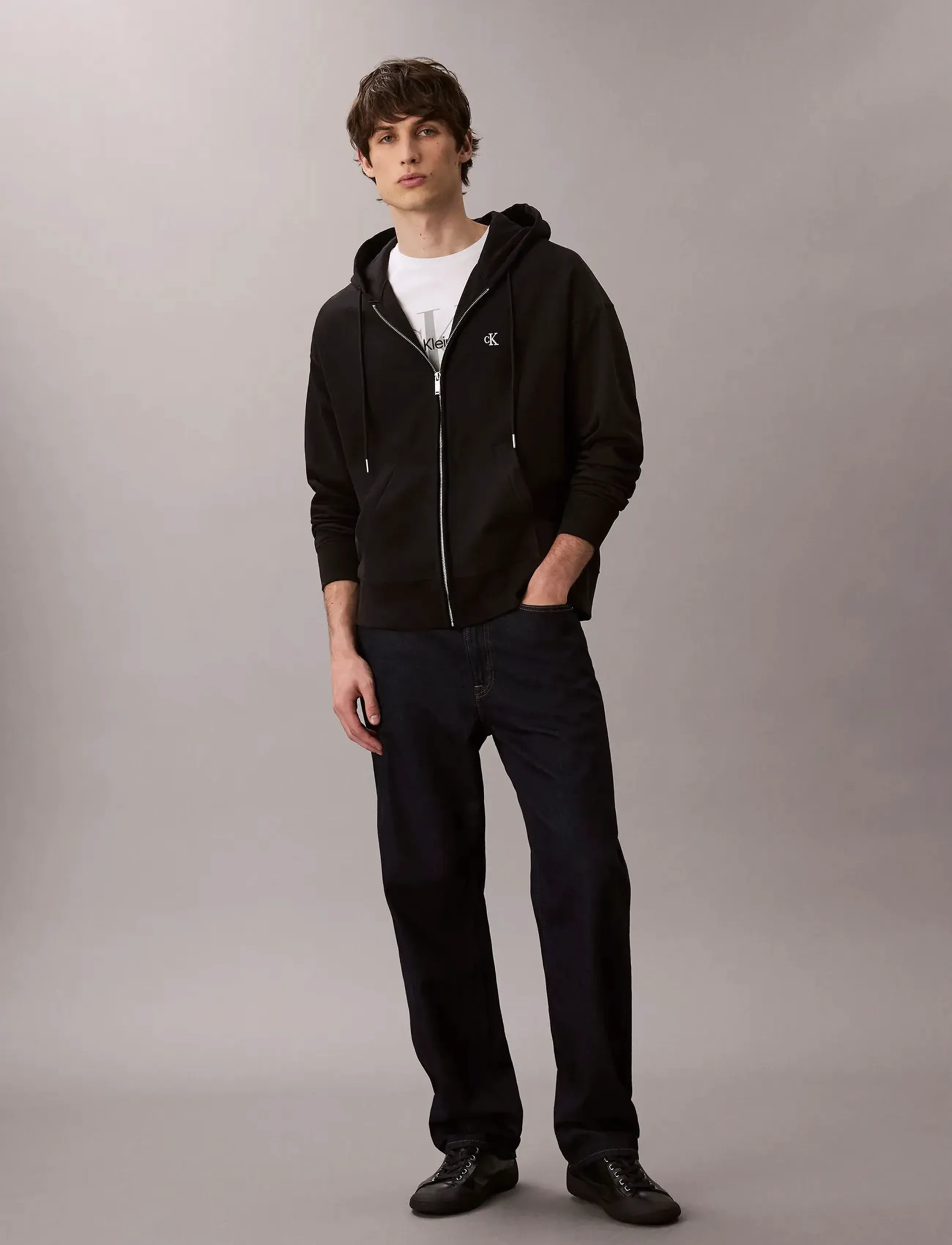 Calvin Klein Jeans - LS PREMIUM TERRY MONOGRAM FZ HOO - hupparit - black - 2