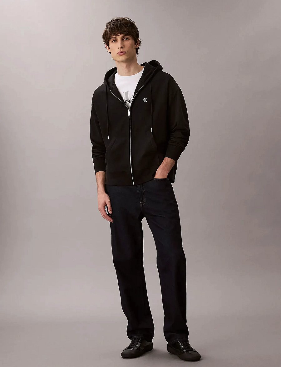 Calvin Klein Jeans - LS PREMIUM TERRY MONOGRAM FZ HOO - hupparit - black - 2